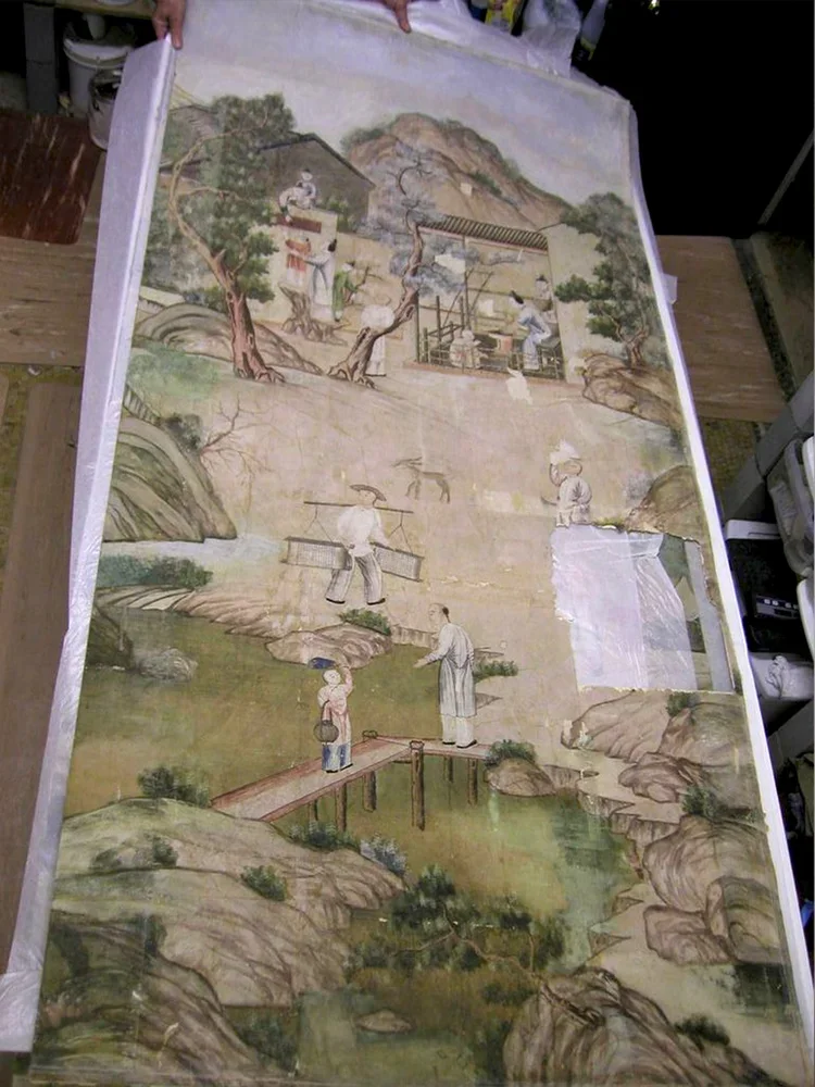 Wallpaper removal at DeLorean estate, New Jersey