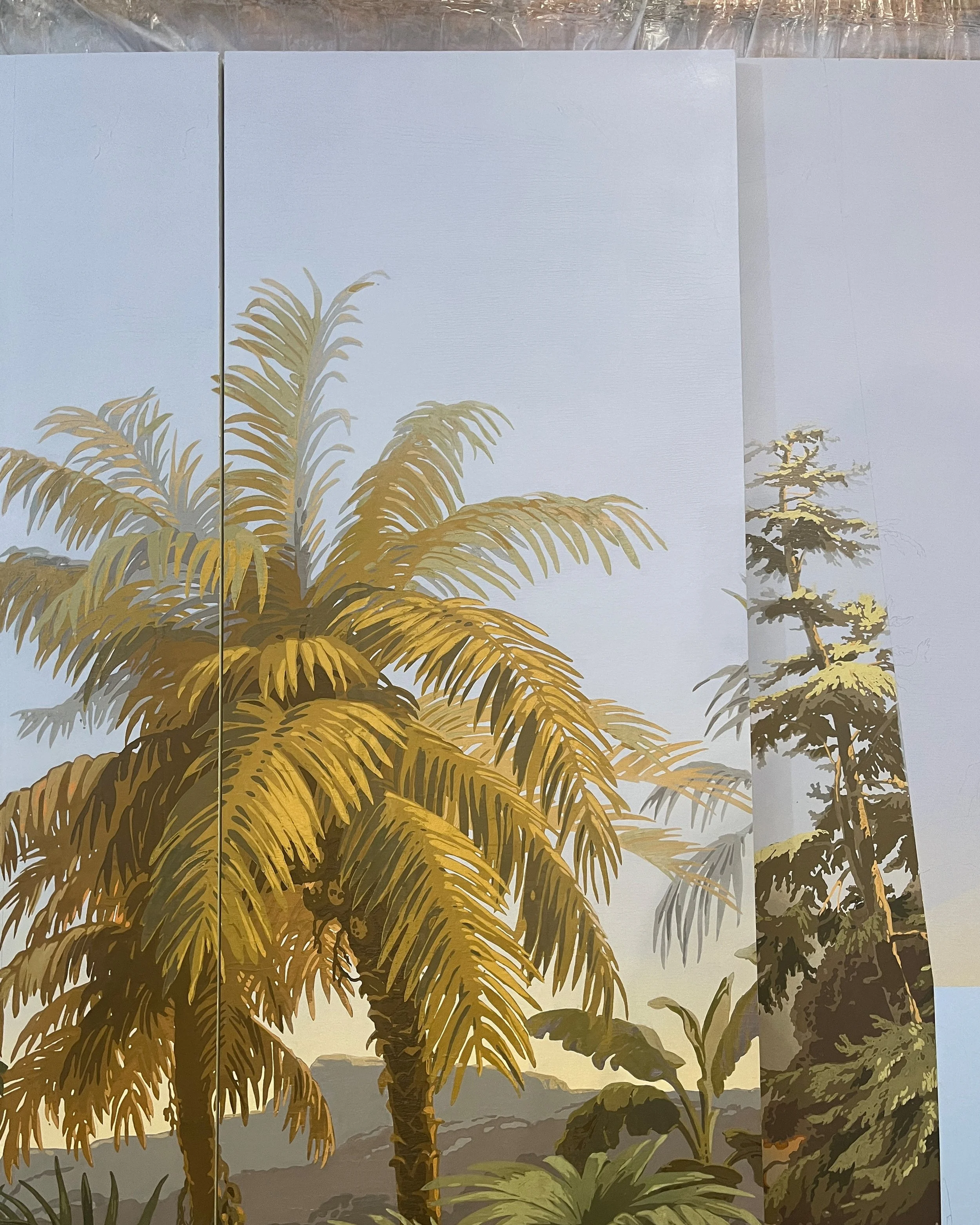 After restoration of antique Zuber Les Zones Terrestres wallpaper