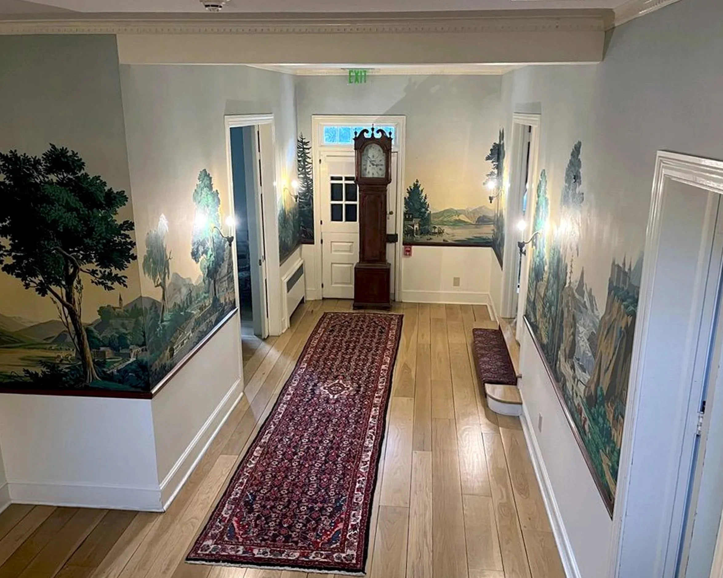 Restored Zuber Les Vues de Suisse panoramic wallpaper at Greenwood Gardens in New Jersey