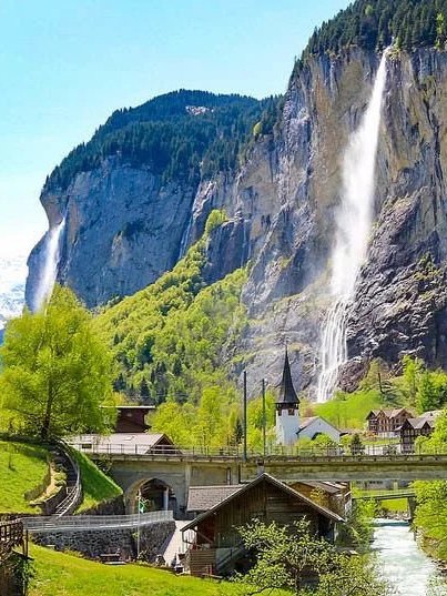 Swiss alpine landscape similar to scenes depicted in Zuber Les Vues de Suisse wallpaper