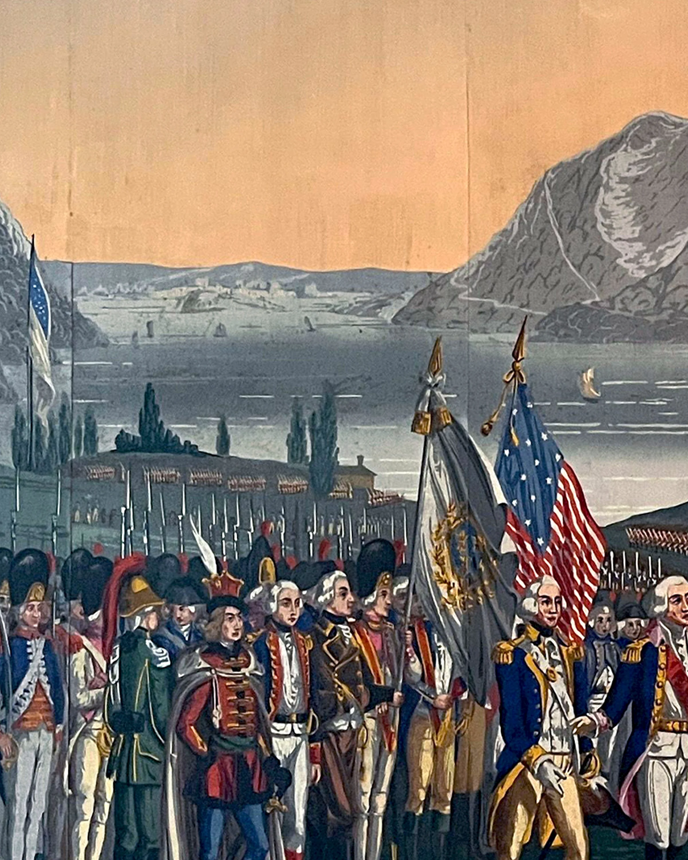 Antique War of Independence wallpaper before restoration