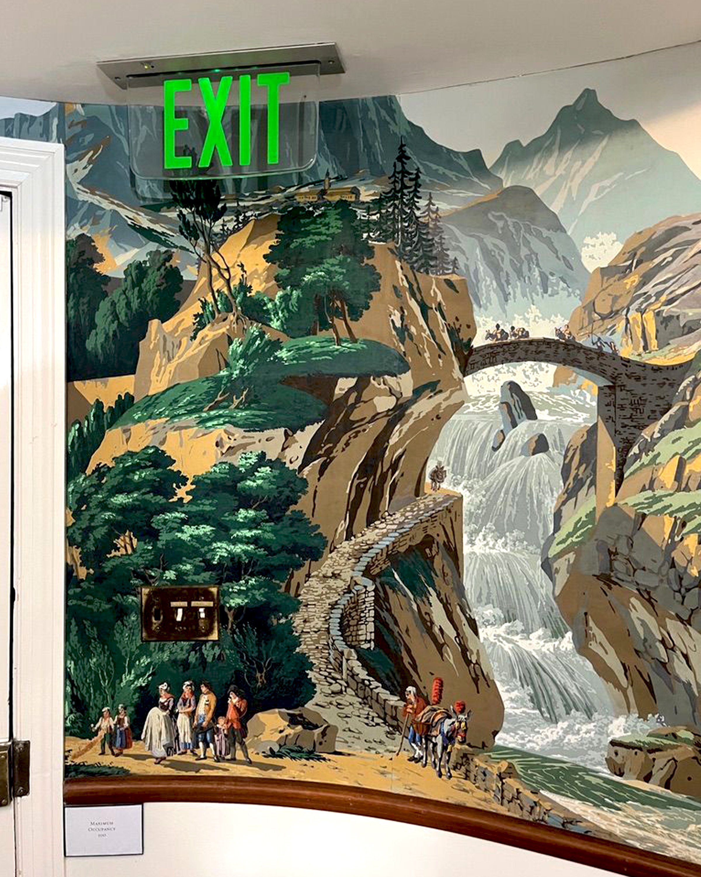 After restoration of Zuber Les Vues de Suisse wallpaper at Greenwood Gardens