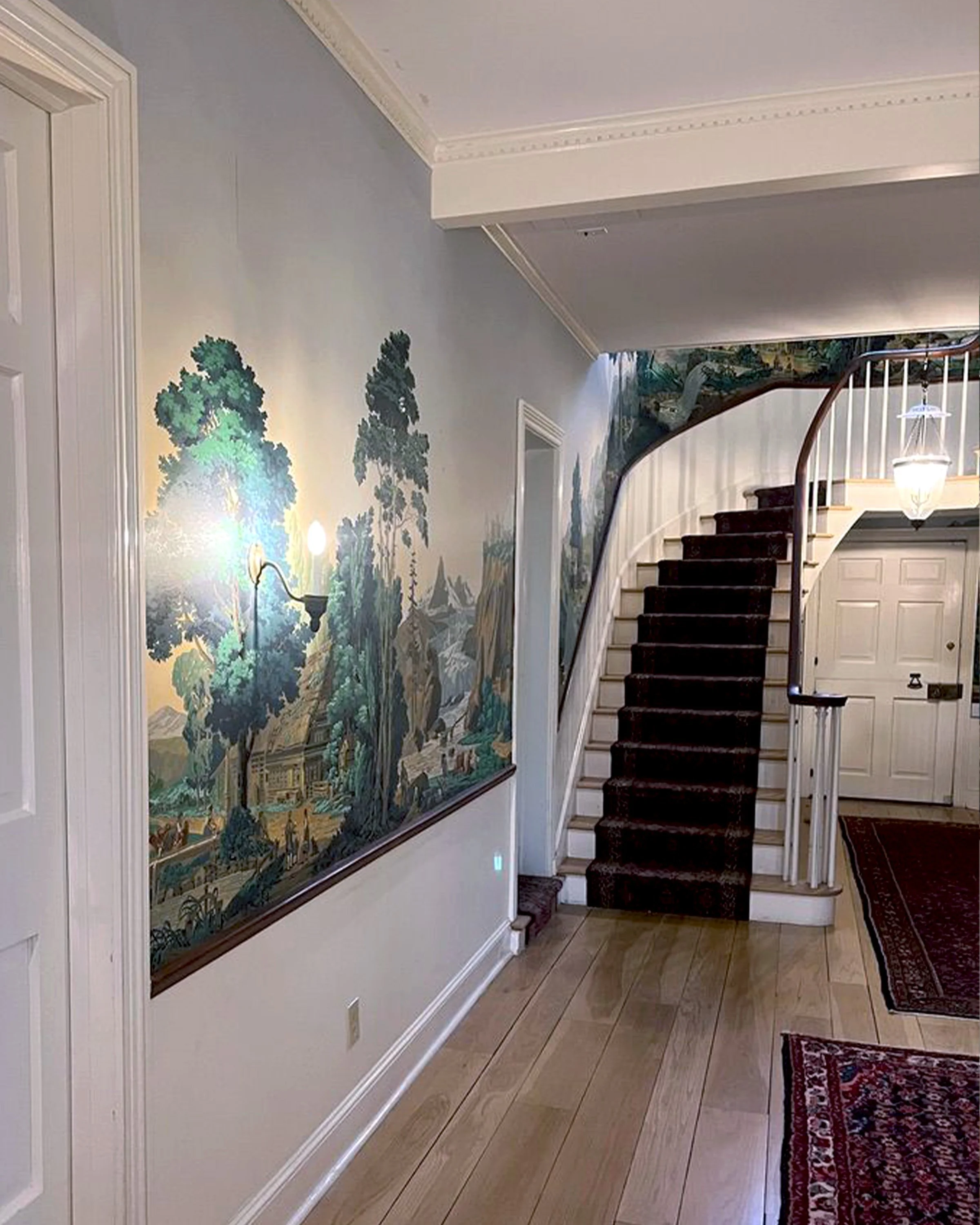 Restored Zuber Les Vues de Suisse panoramic wallpaper at Greenwood Gardens in New Jersey