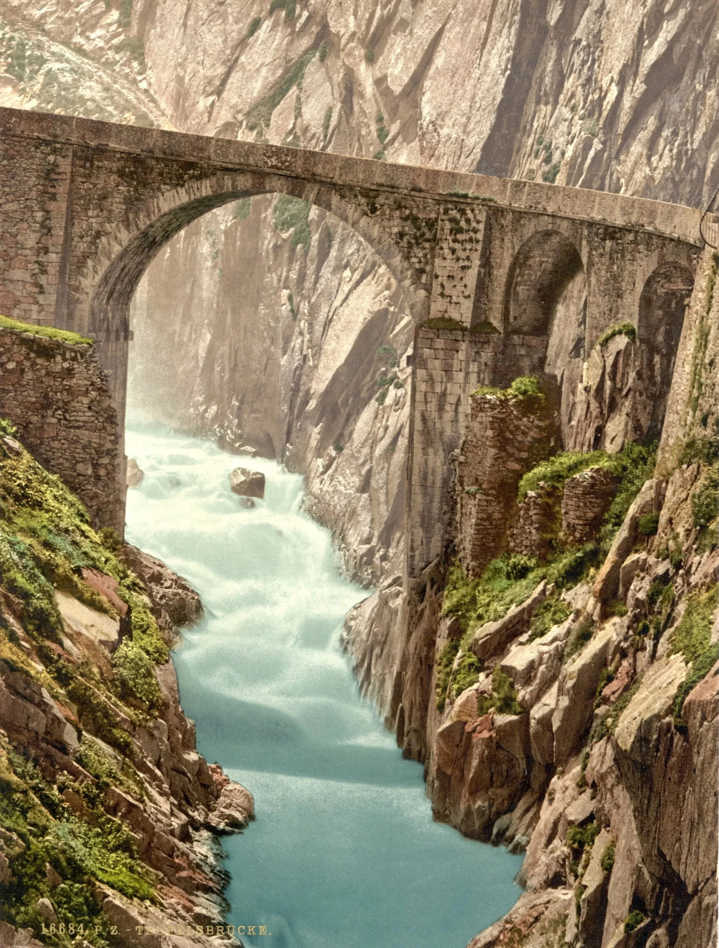 Swiss alpine landscape similar to scenes depicted in Zuber Les Vues de Suisse wallpaper
