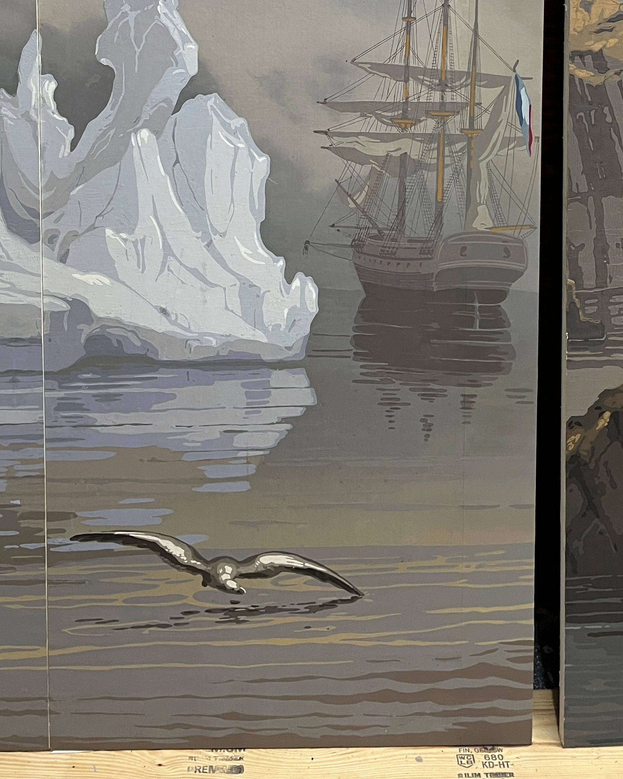 After hand-painted detail matching original Zuber panoramic wallpaper design