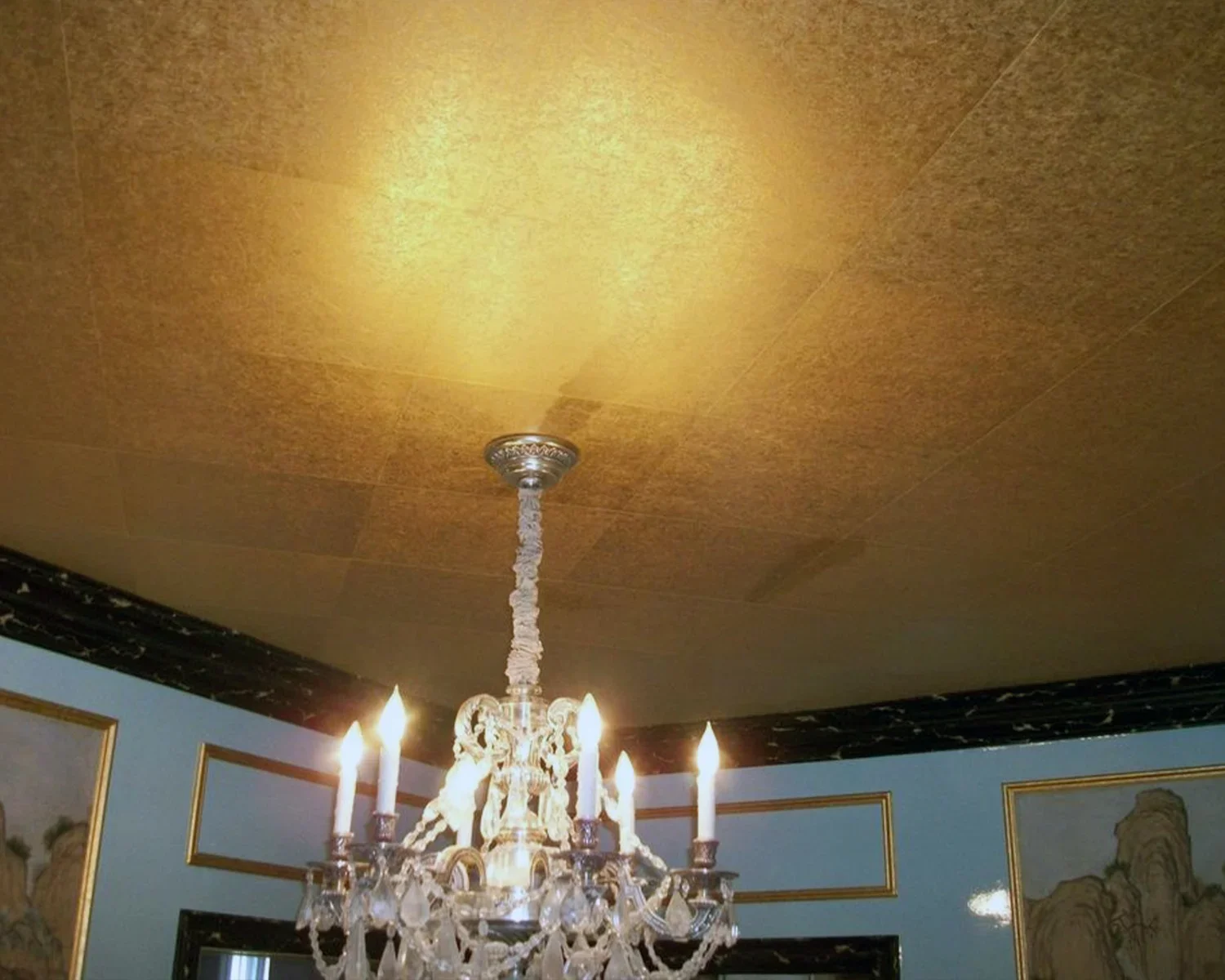 Close-up of gold paper ceiling