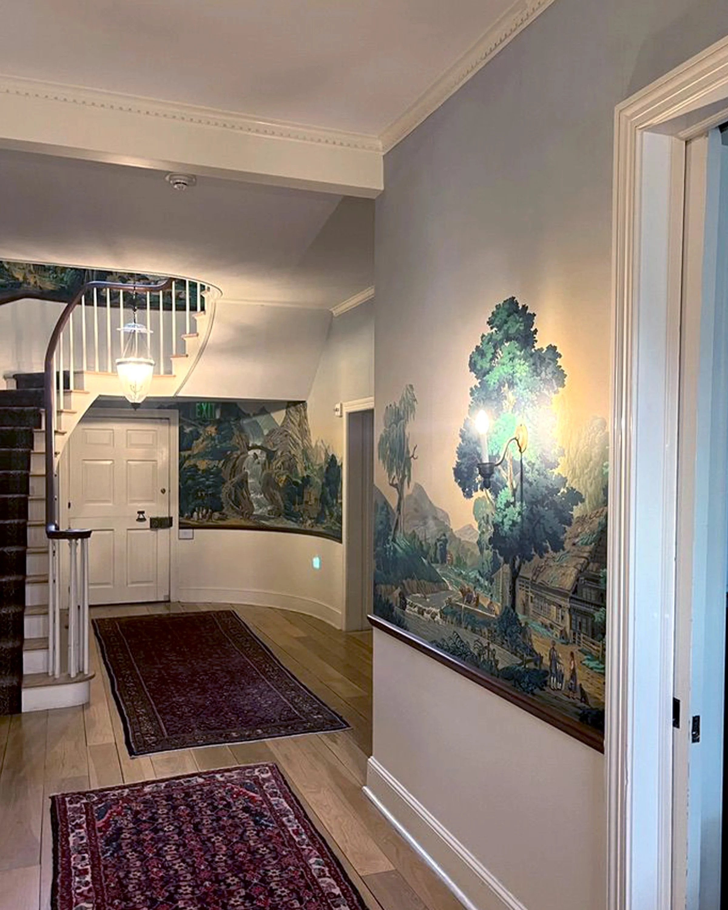 Restored Zuber Les Vues de Suisse panoramic wallpaper at Greenwood Gardens in New Jersey