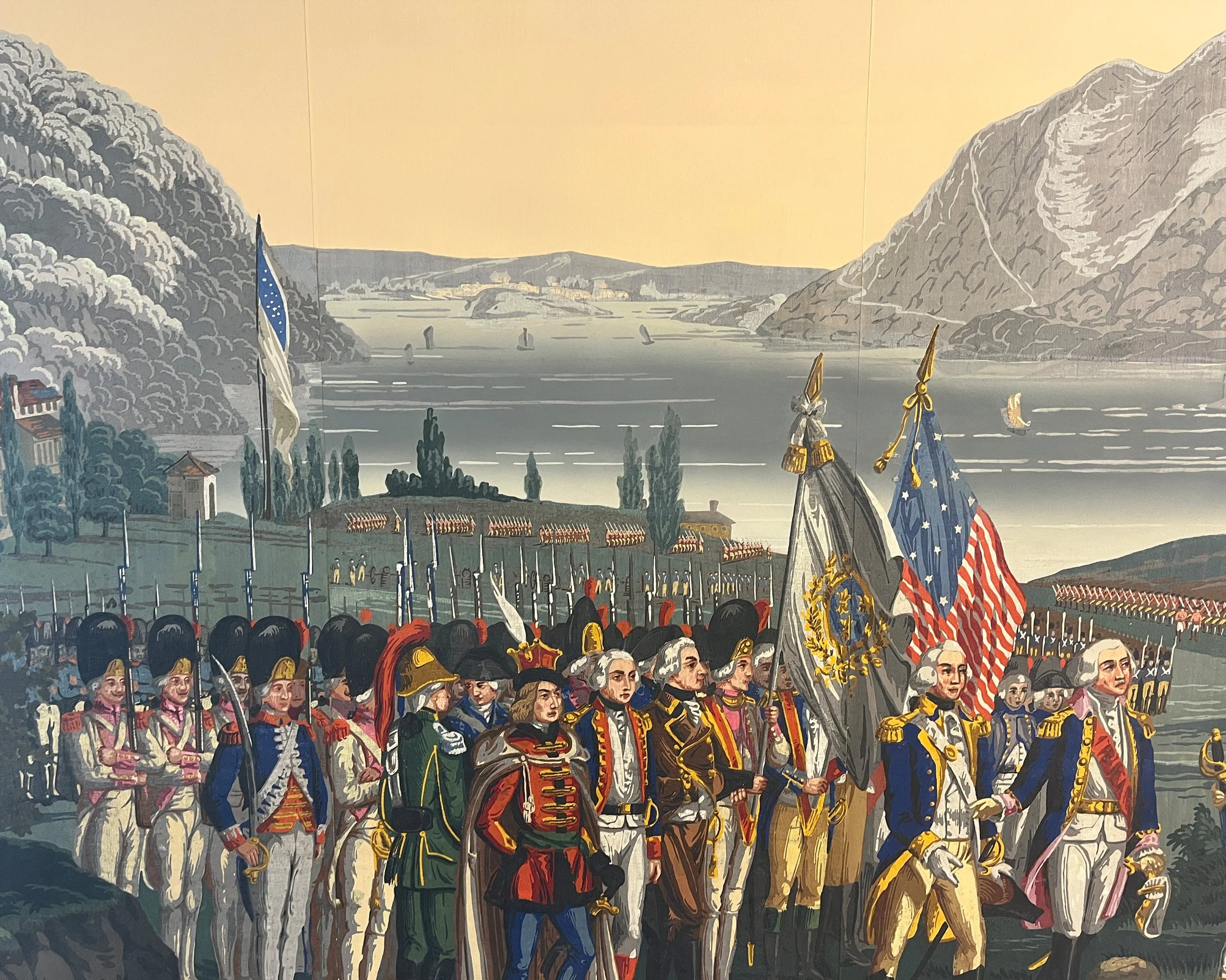 Antique War of Independence wallpaper after restoration