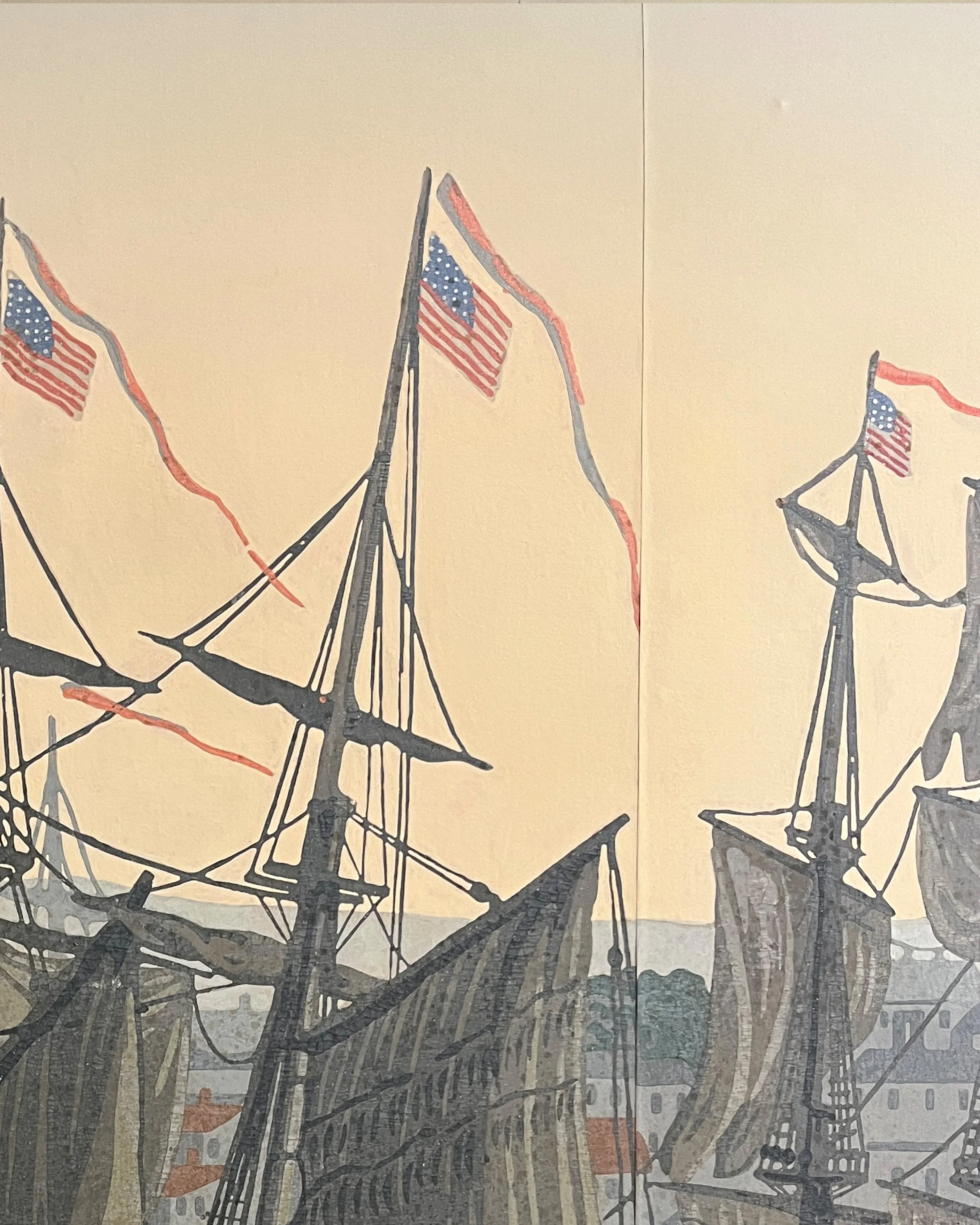 Close-up of age-related spotting on antique wallpaper after restoration