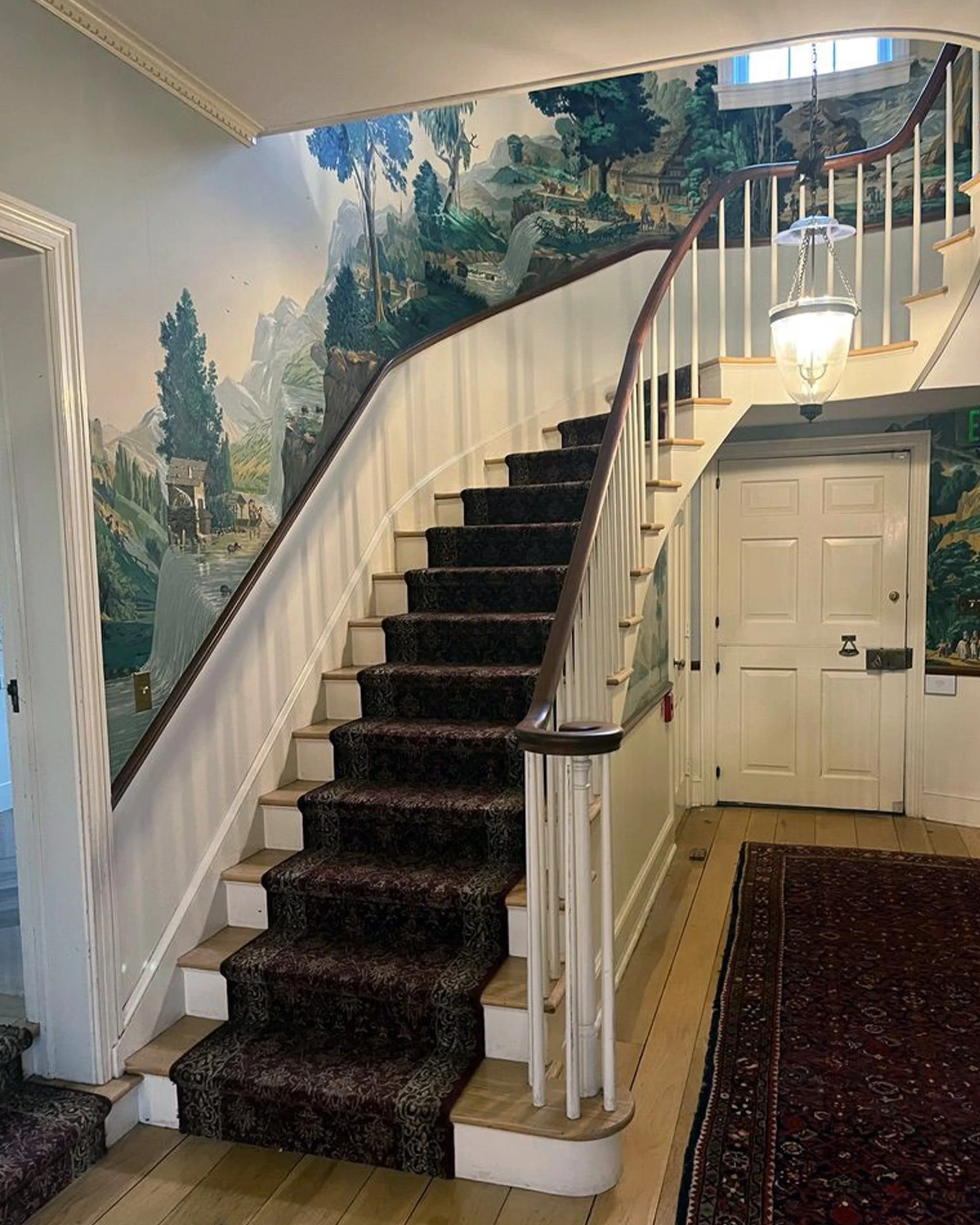 Restored Zuber Les Vues de Suisse panoramic wallpaper at Greenwood Gardens in New Jersey