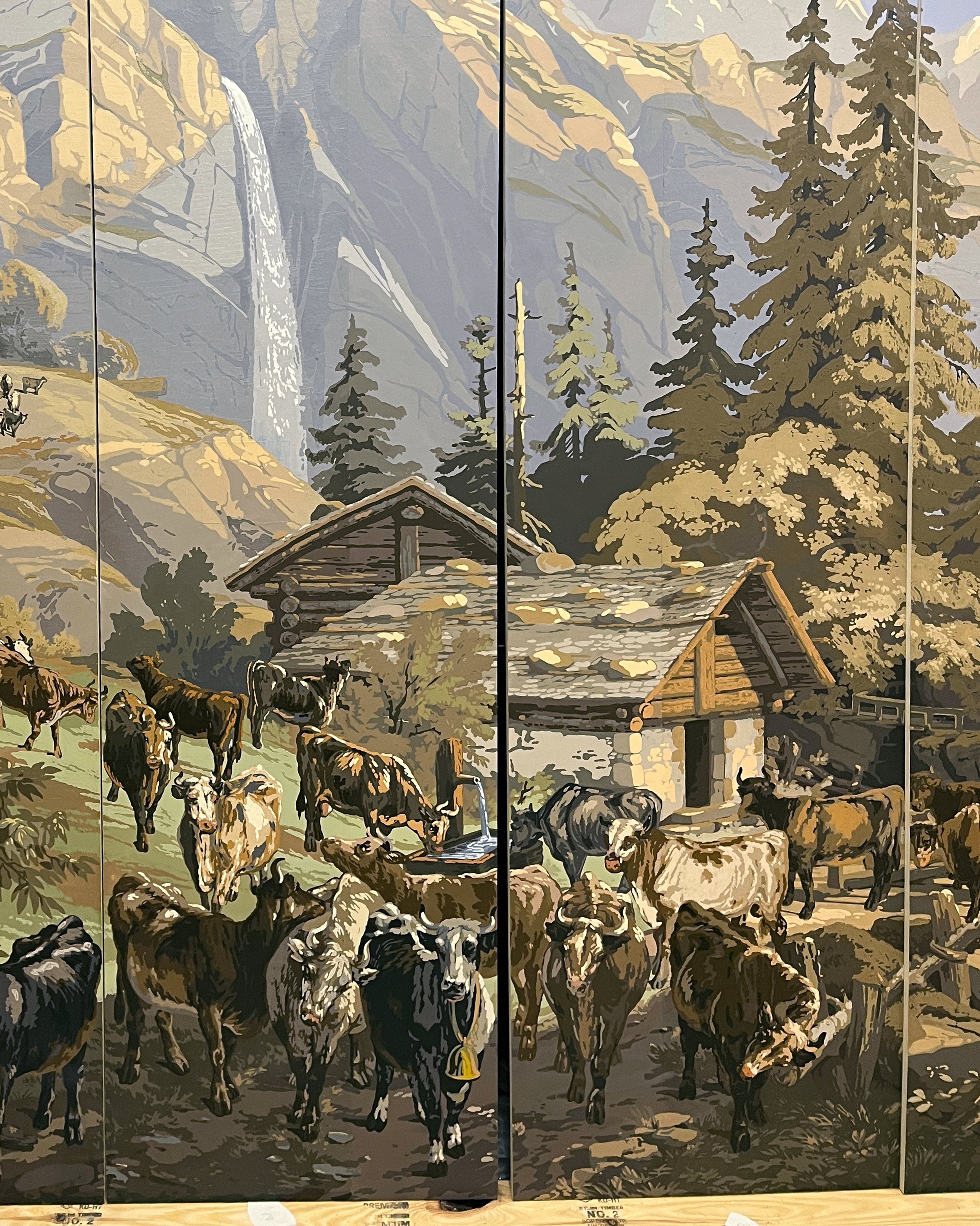 After restoration of antique Zuber Les Zones Terrestres wallpaper