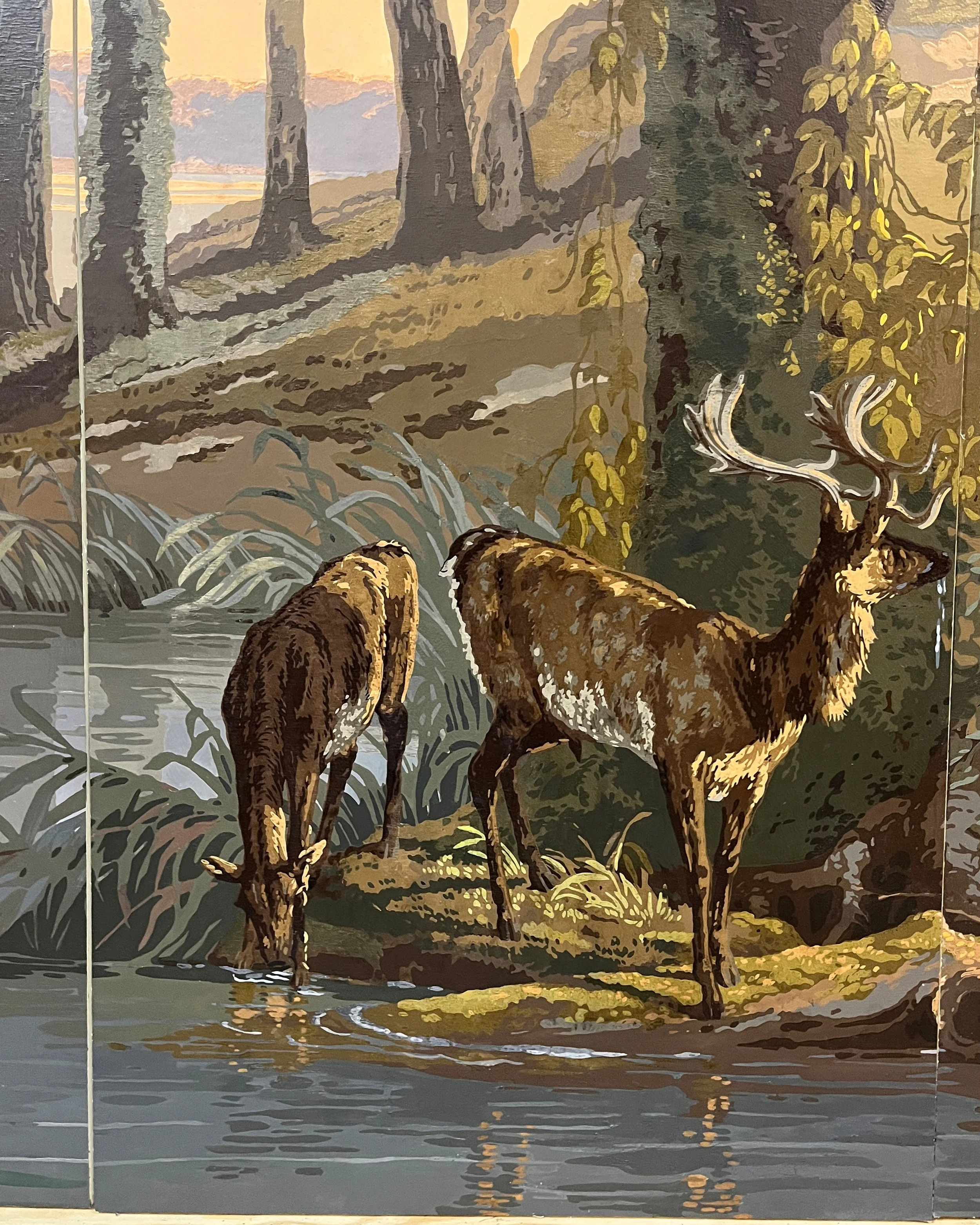 After restoration of antique Zuber Les Zones Terrestres wallpaper detail