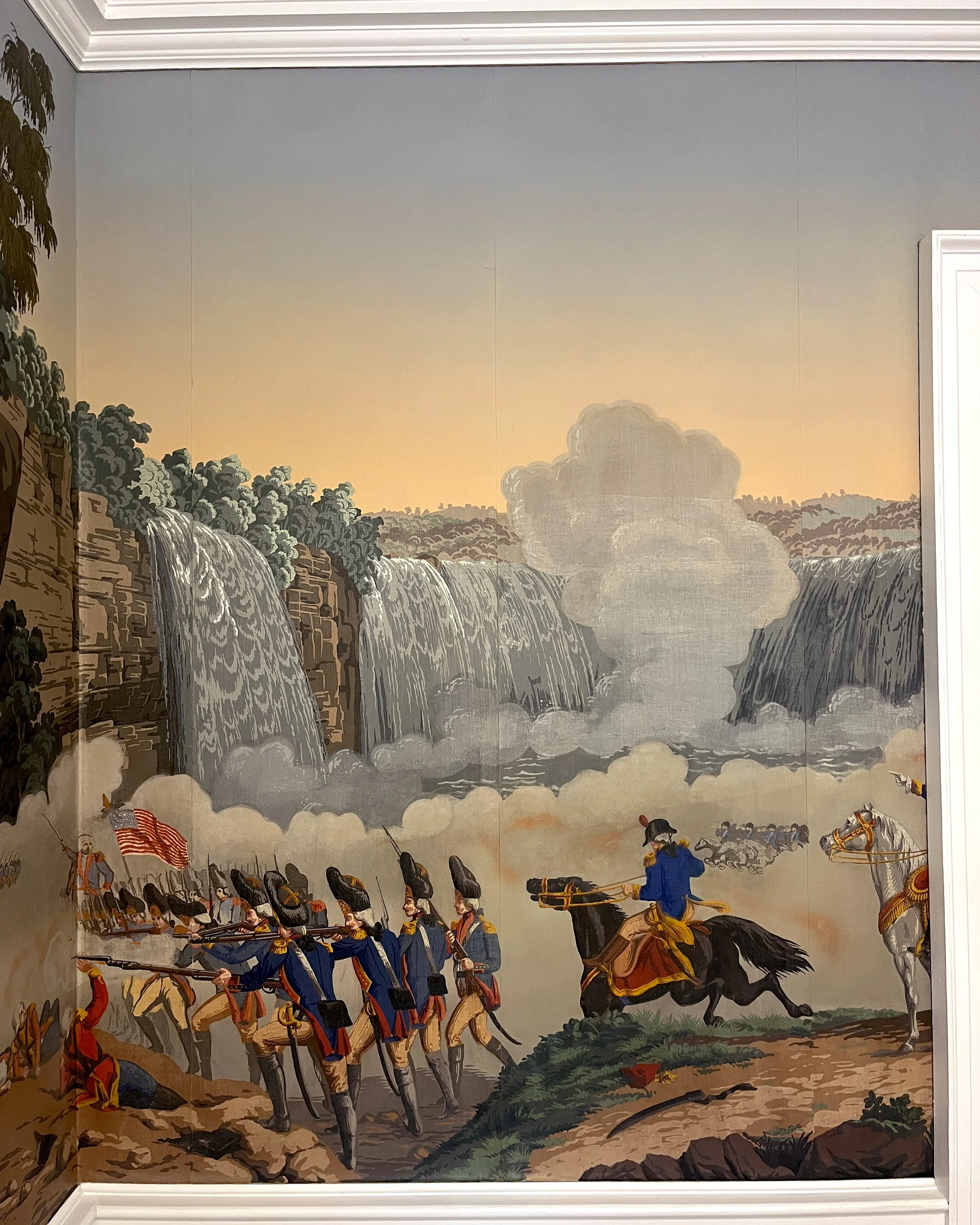 Antique War of Independence wallpaper after restoration