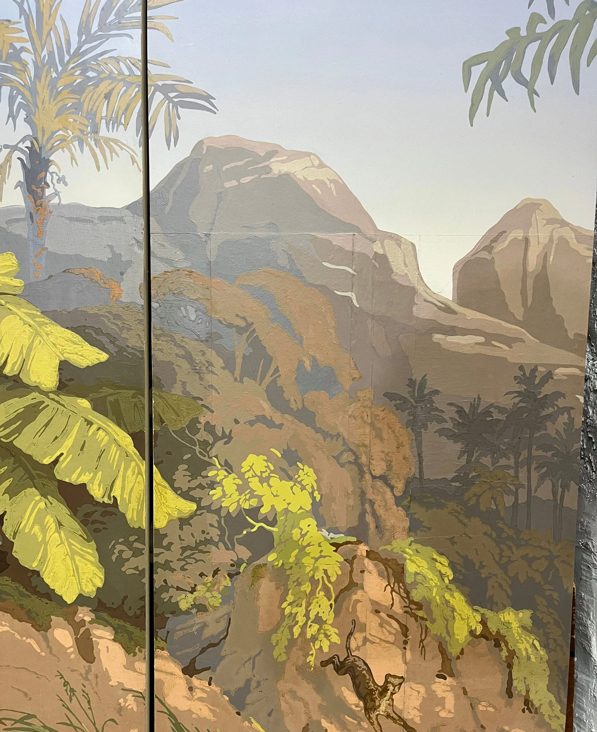 After restoration of antique Zuber Les Zones Terrestres wallpaper