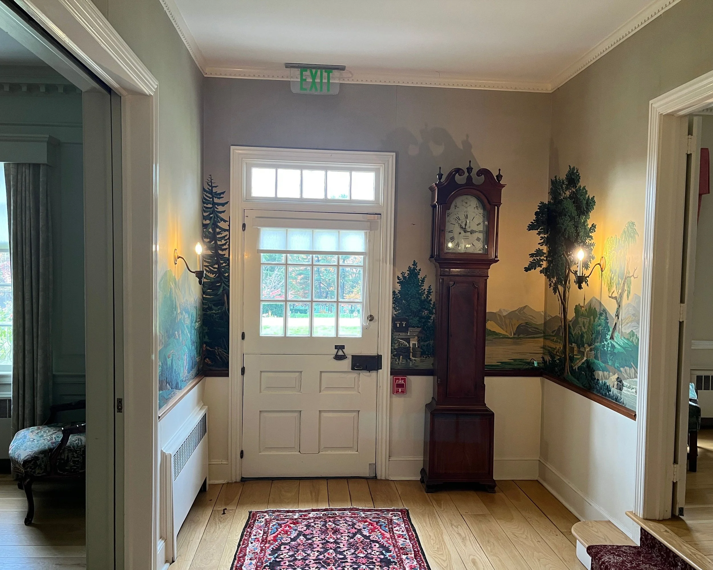 Before restoration of Zuber Les Vues de Suisse wallpaper at Greenwood Gardens