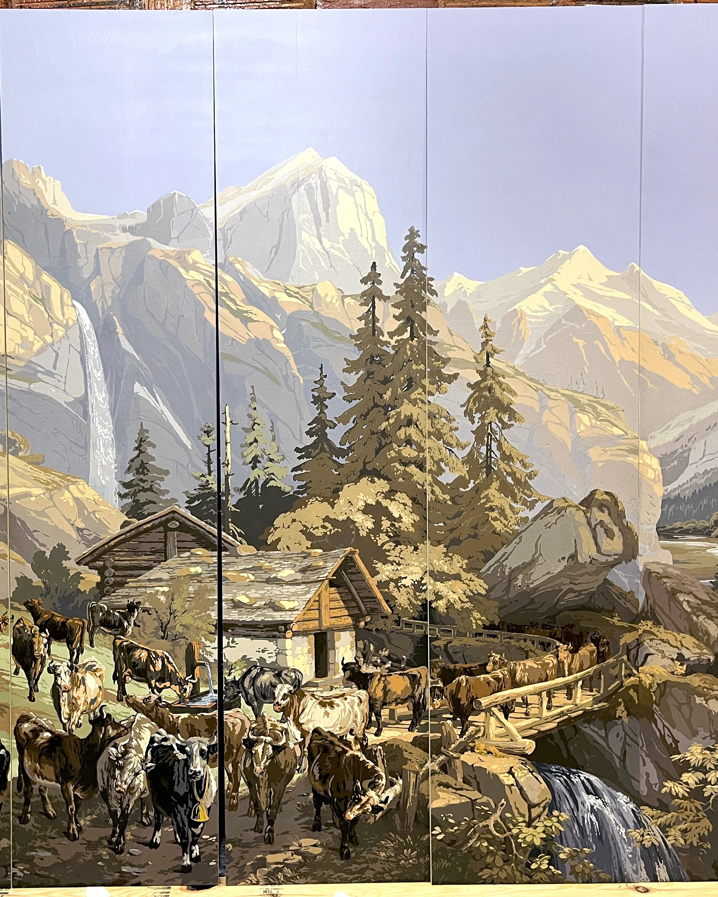 After restoration of antique Zuber Les Zones Terrestres wallpaper