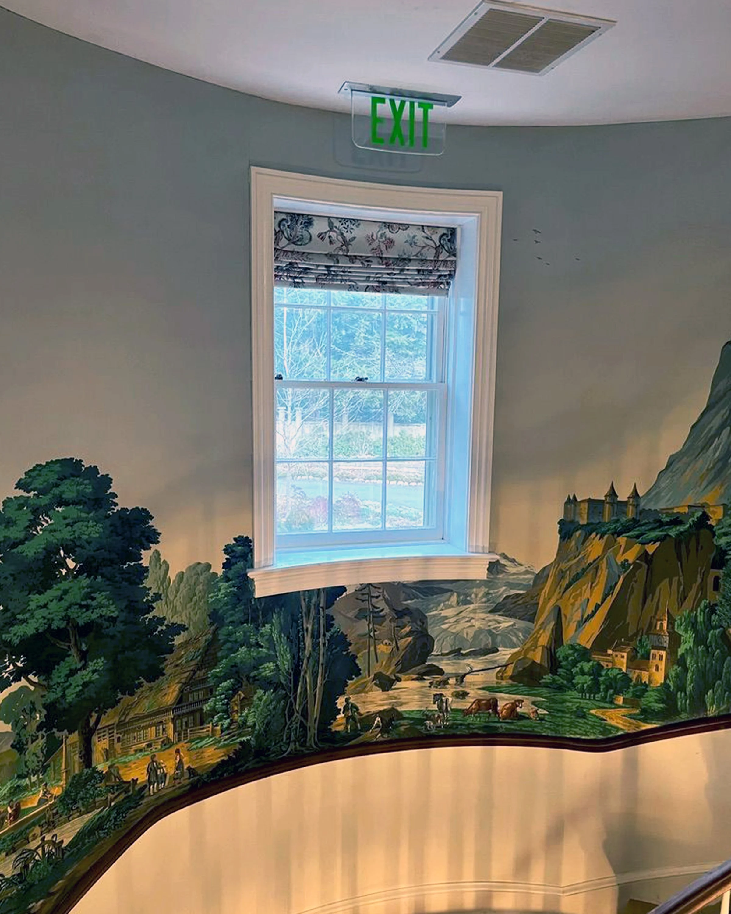 After restoration of Zuber Les Vues de Suisse wallpaper at Greenwood Gardens