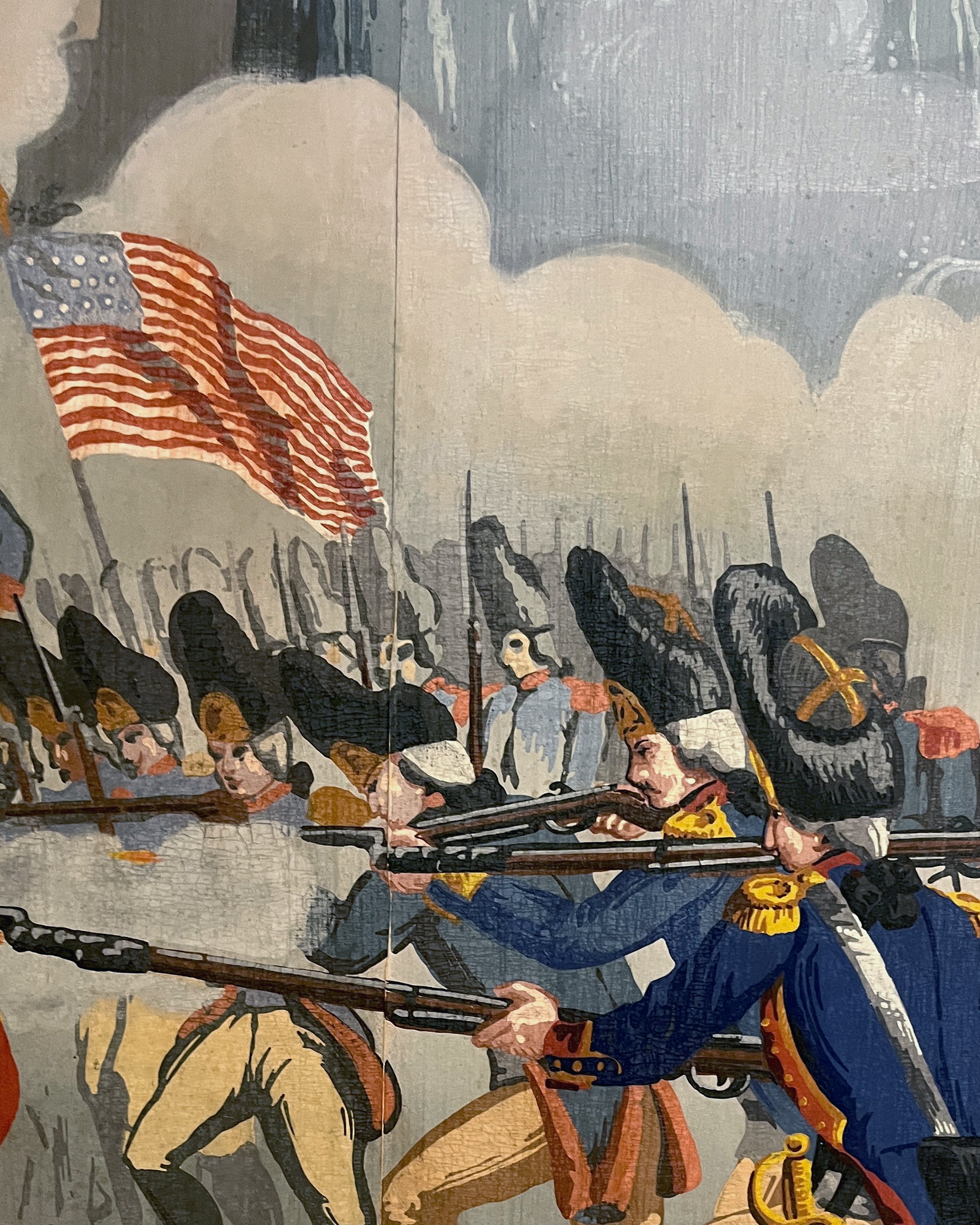 Antique War of Independence wallpaper after restoration