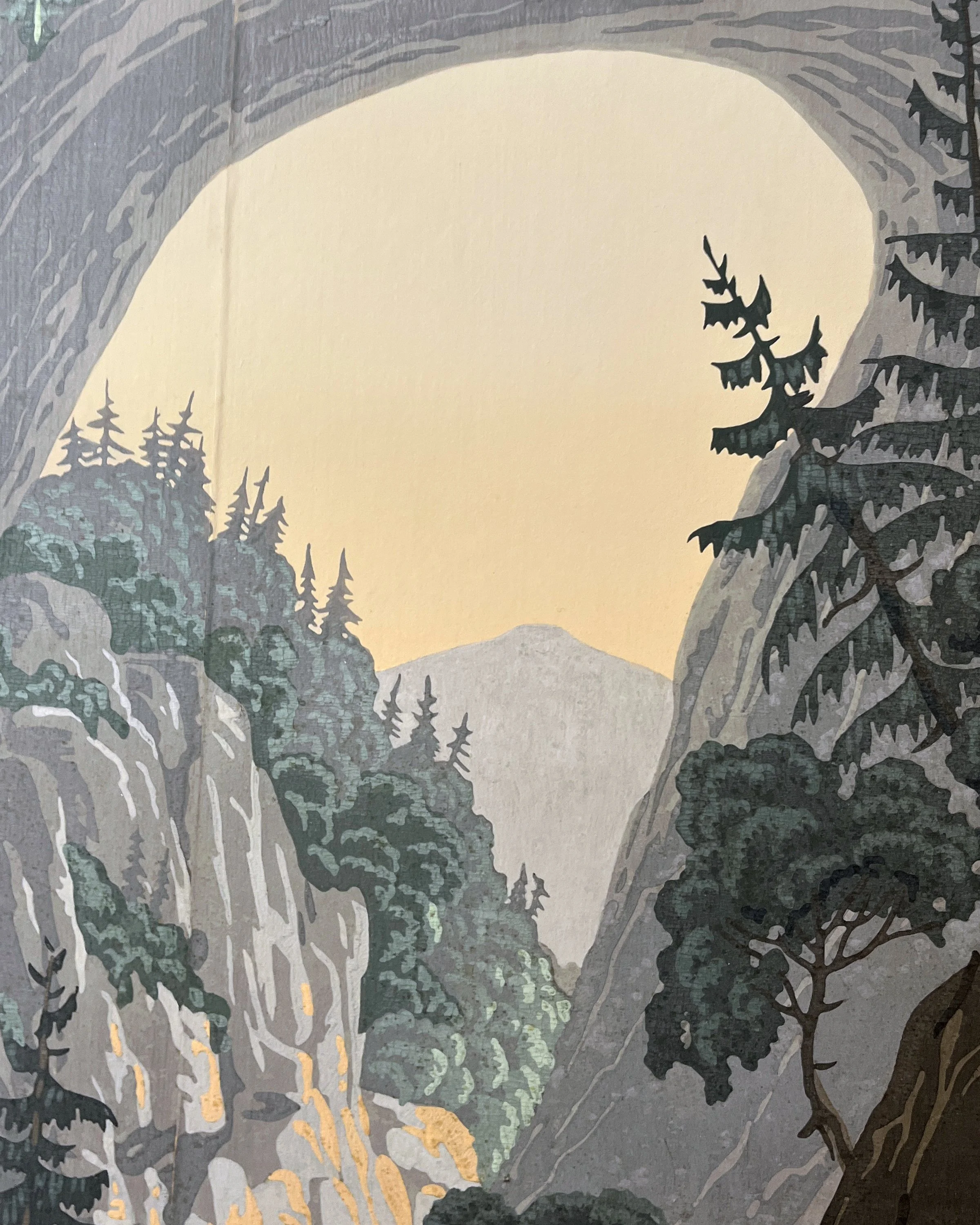 Antique War of Independence wallpaper after restoration