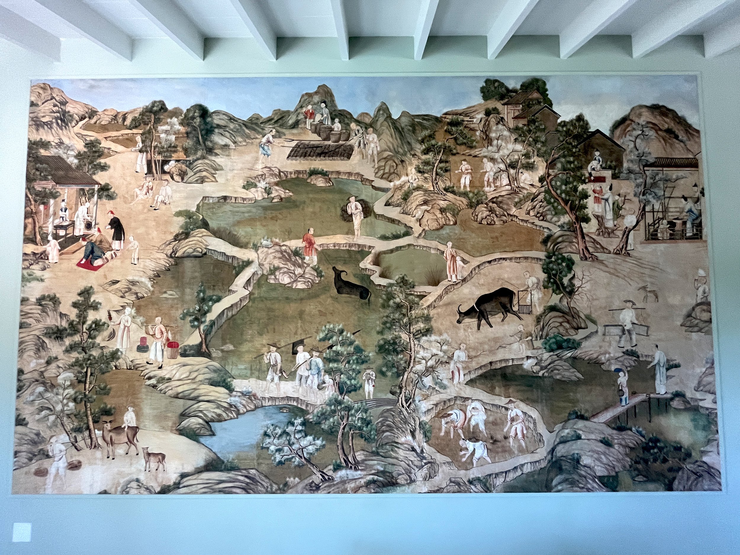 Finished reinstallation of antique handpainted Chinese wallpaper in Sag Harbor