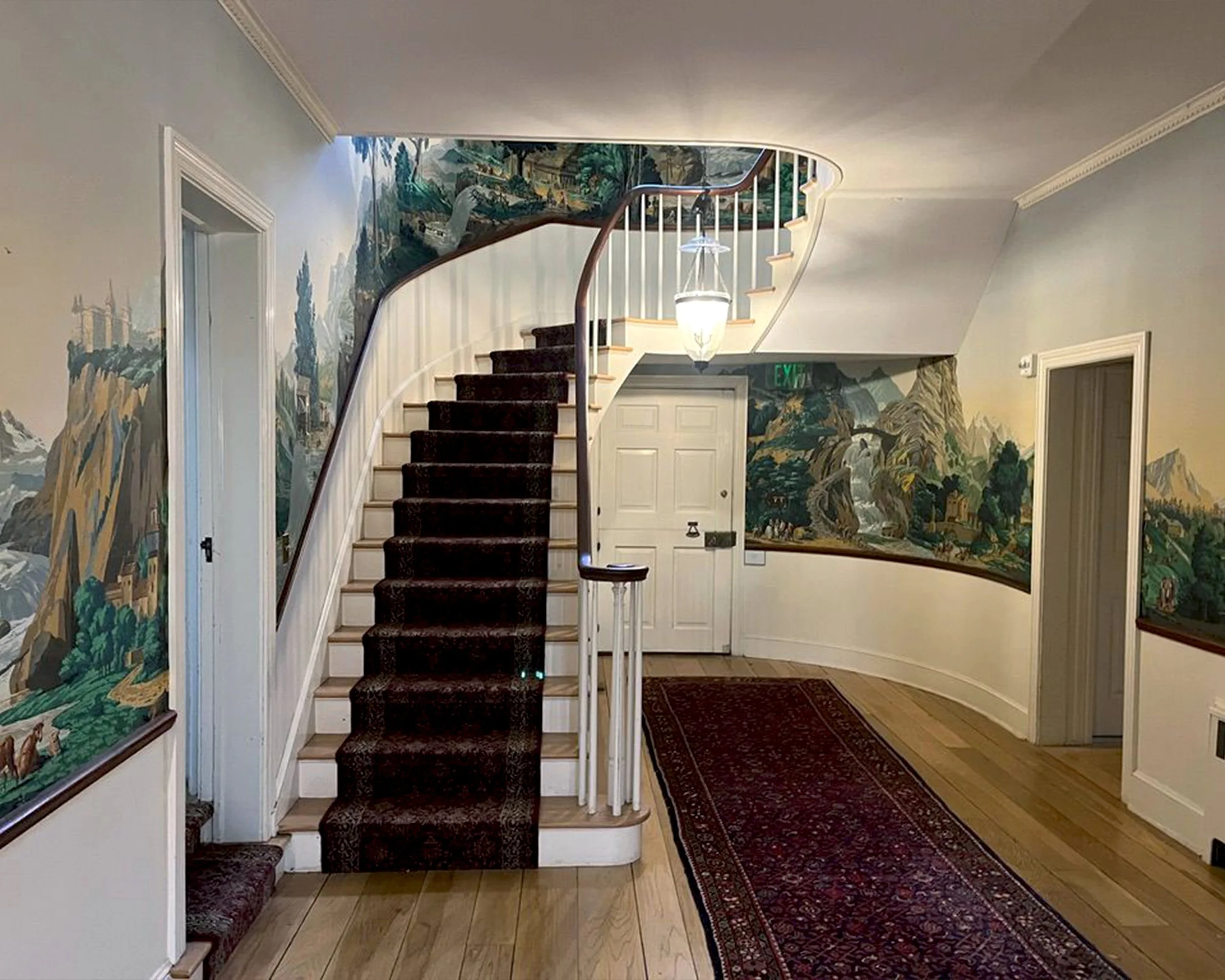 Restored Zuber Les Vues de Suisse panoramic wallpaper at Greenwood Gardens in New Jersey