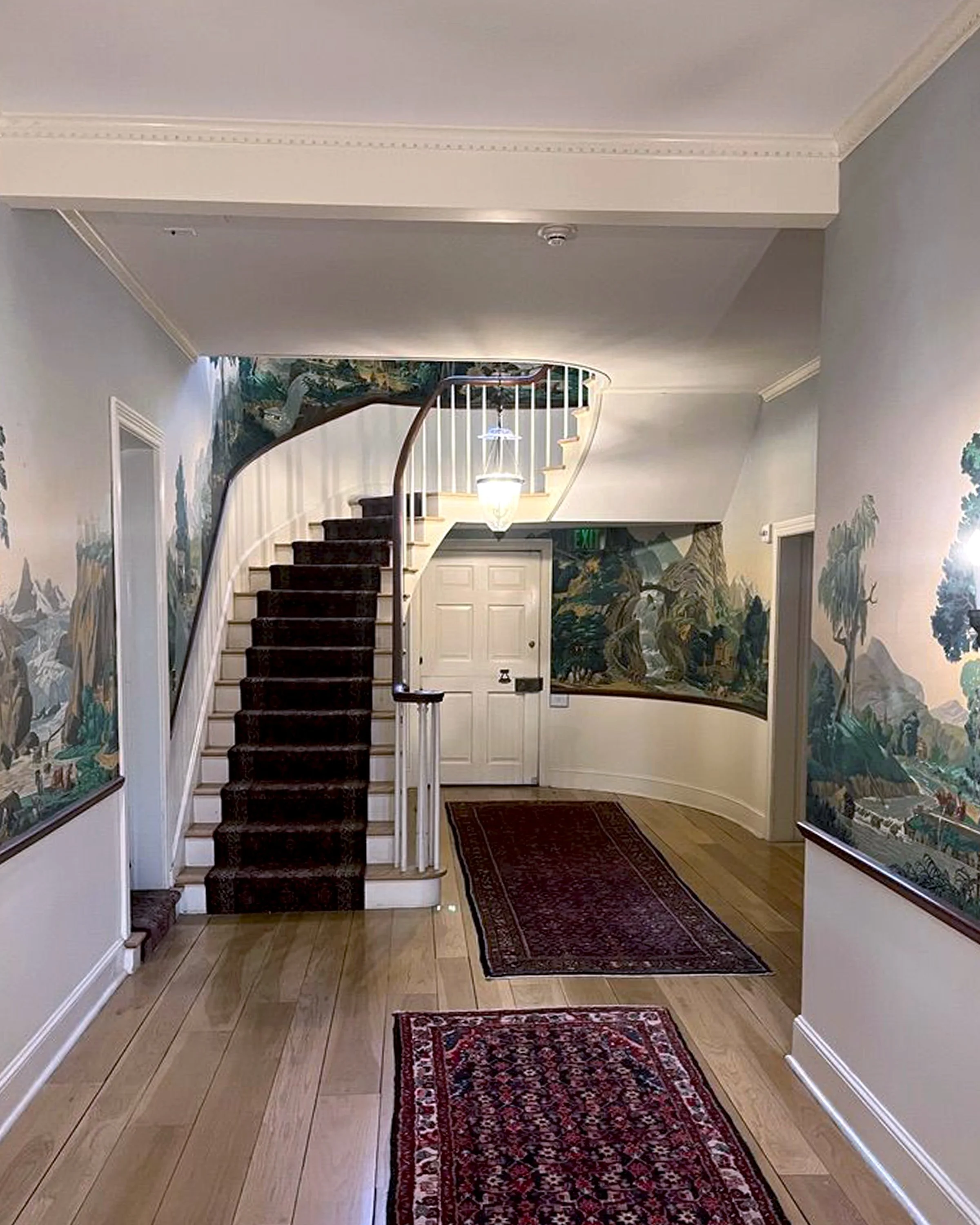 Zuber Les Vues de Suisse wallpaper after restoration with repaired sky and stabilized surface