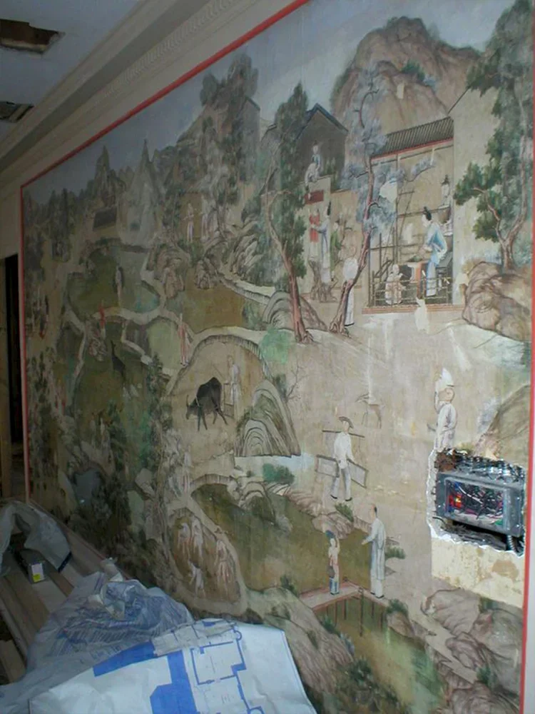Wallpaper removal at DeLorean estate, New Jersey