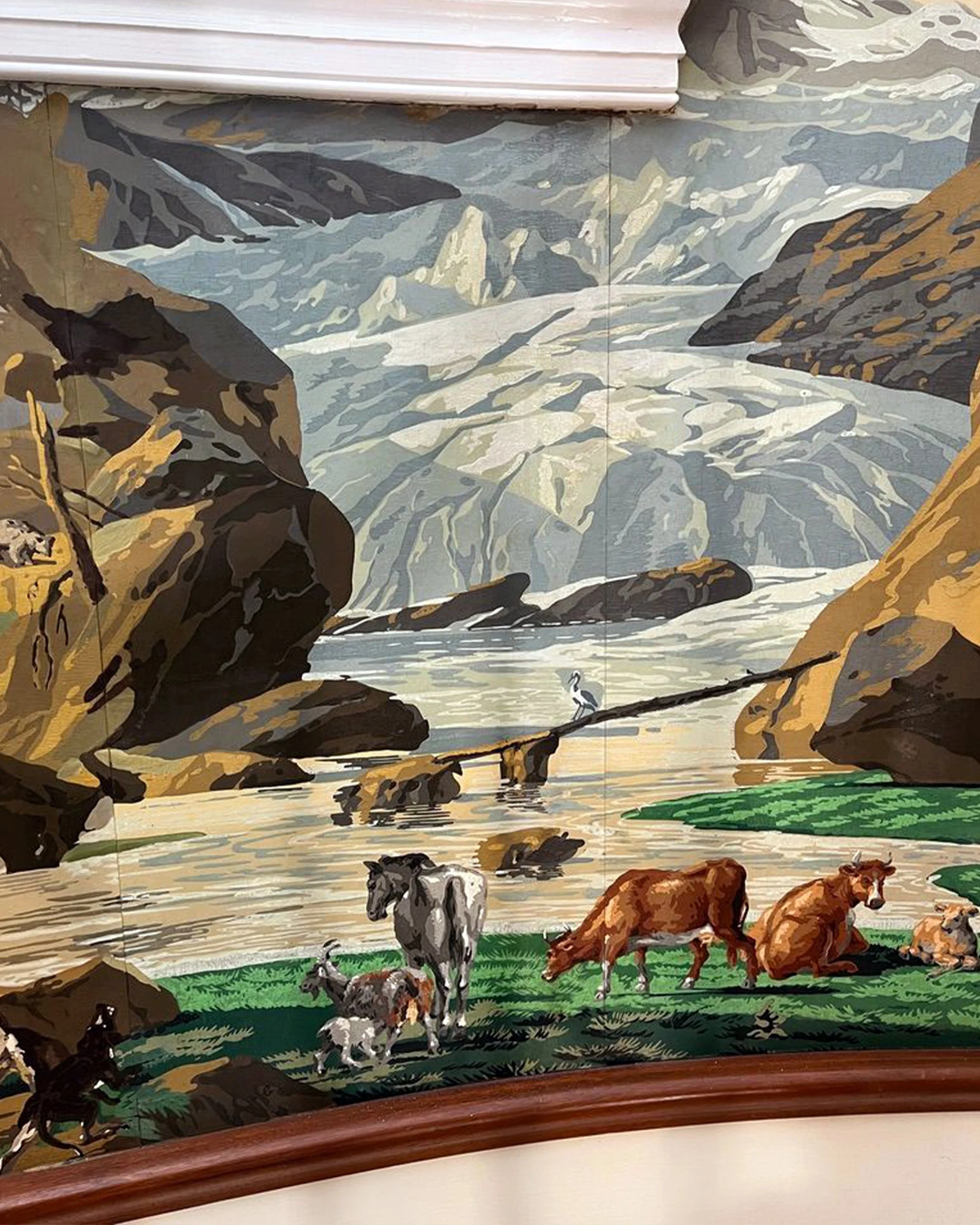 After restoration of Zuber Les Vues de Suisse wallpaper at Greenwood Gardens