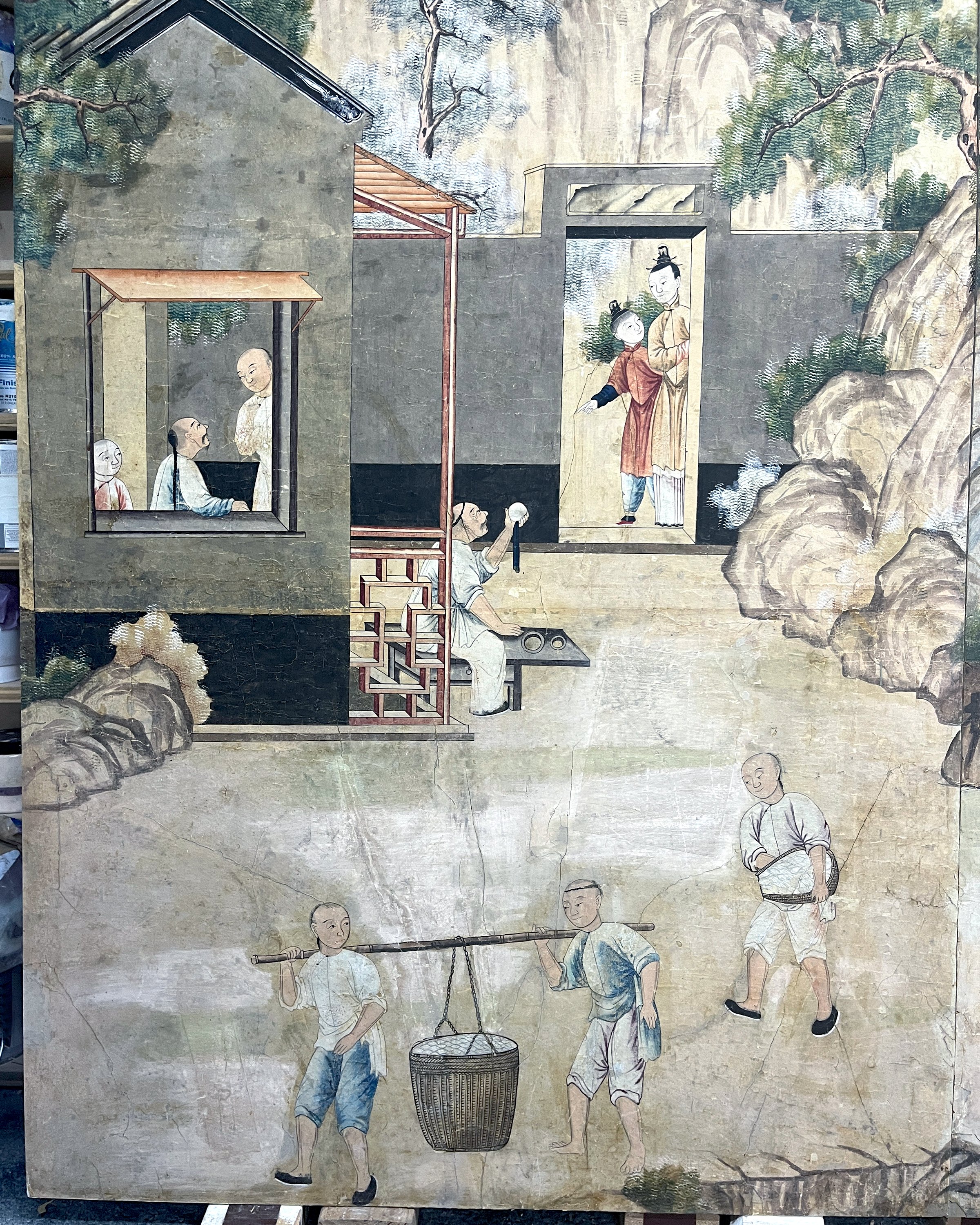 After second restoration of Village Scene wallpaper