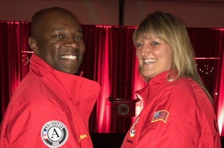 Tanya Crawford and Donald Brown in their Red Jackets