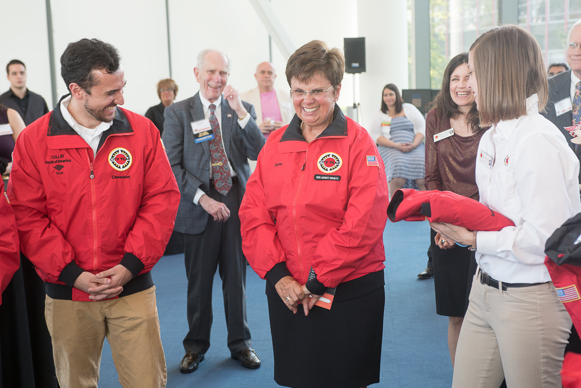 RJS member and longtime supporter Anne Schoff is flanked by Collin Huth and Danielle Clark