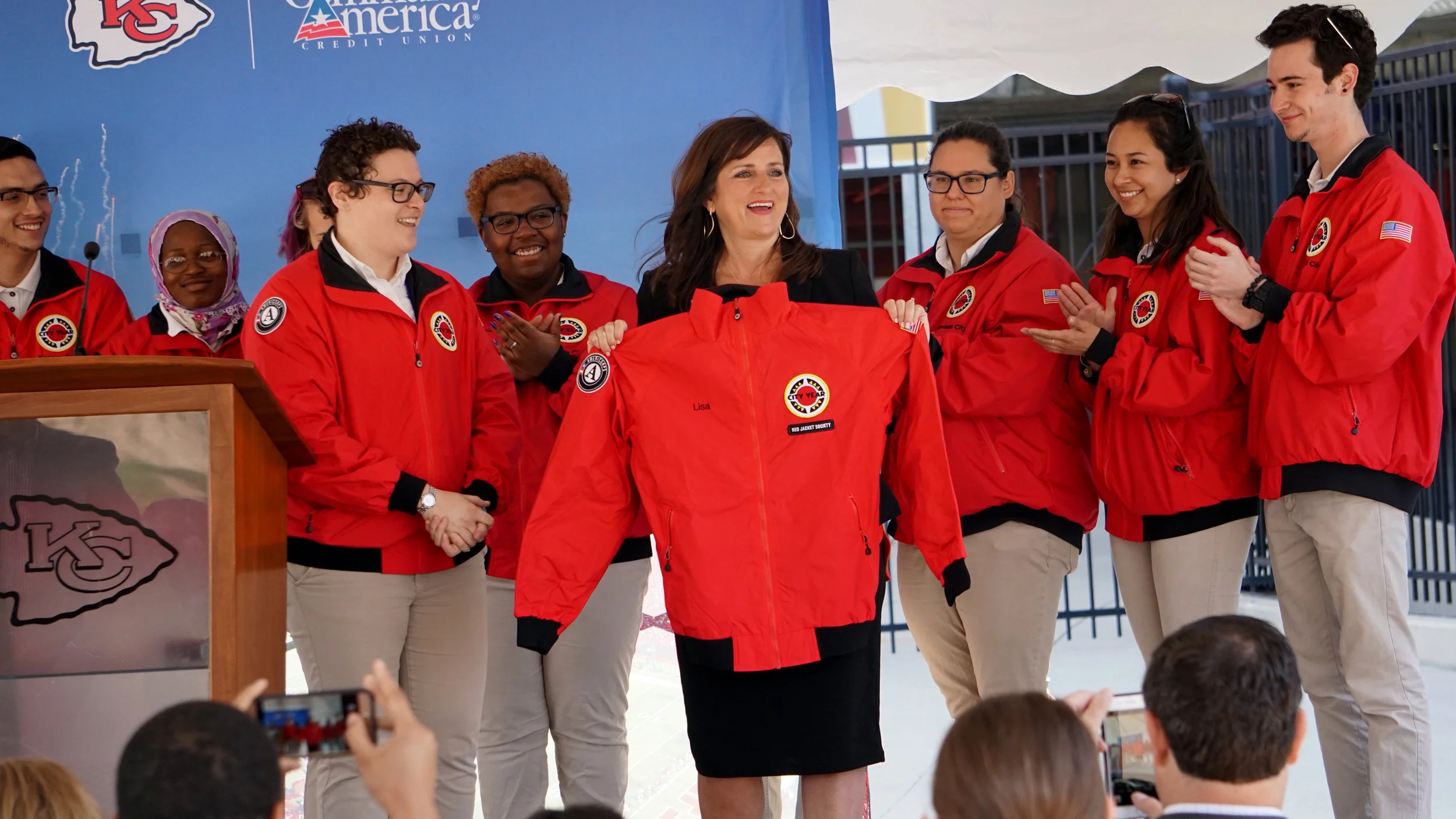 Lisa Ginter presented with her jacket.