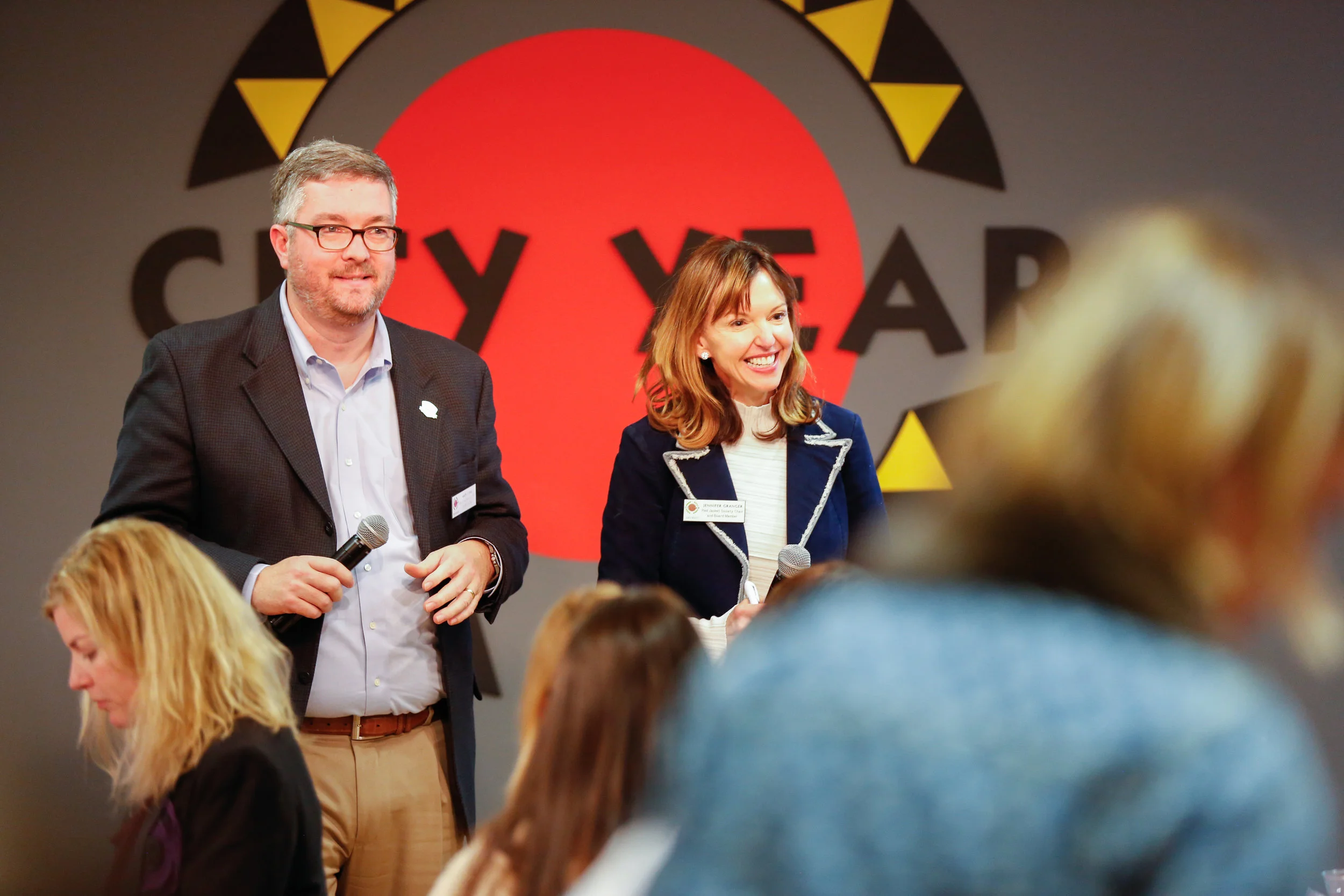 City Year Providence RJS Co-Chair and Site Board Chair, Andy Viens and City Year Detroit RJS Chair and Board Member, Jennifer Granger facilitating a session at the RJS Conference
