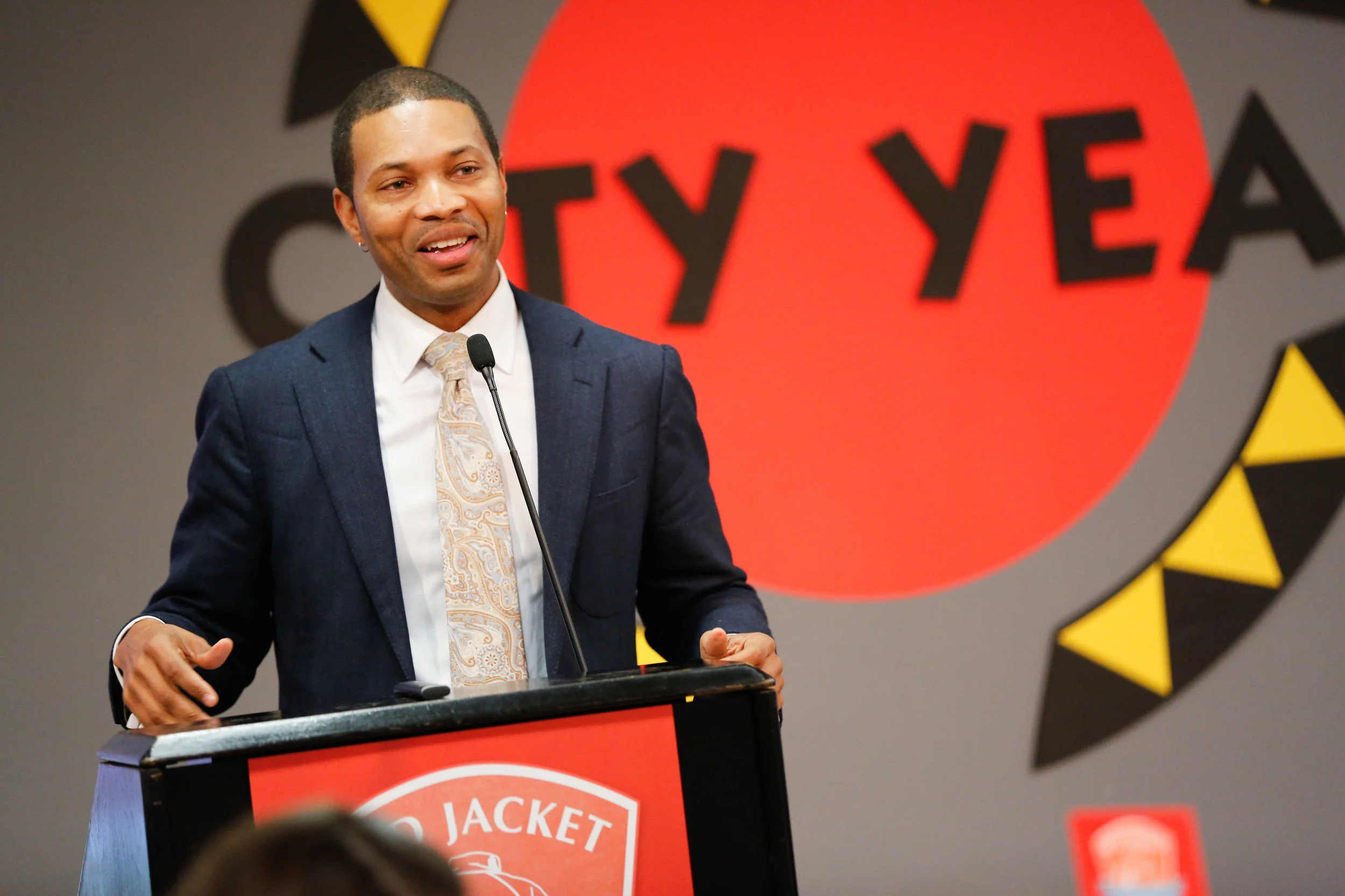 Rahn Dorsey, ’90, Chief of Education, City of Boston and City Year Alumnus presenting at the RJS Conference