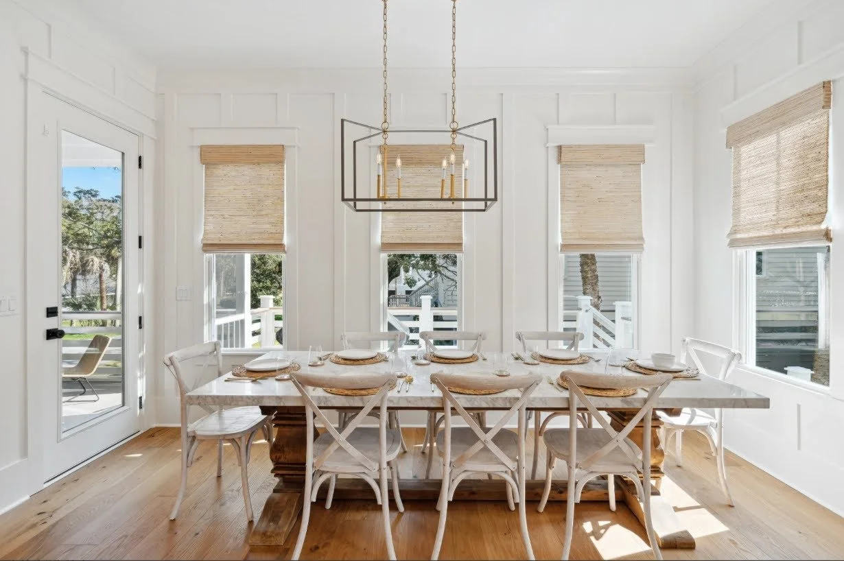 Eat-in breakfast area with coastal light in an Isle of Palms SC custom home build