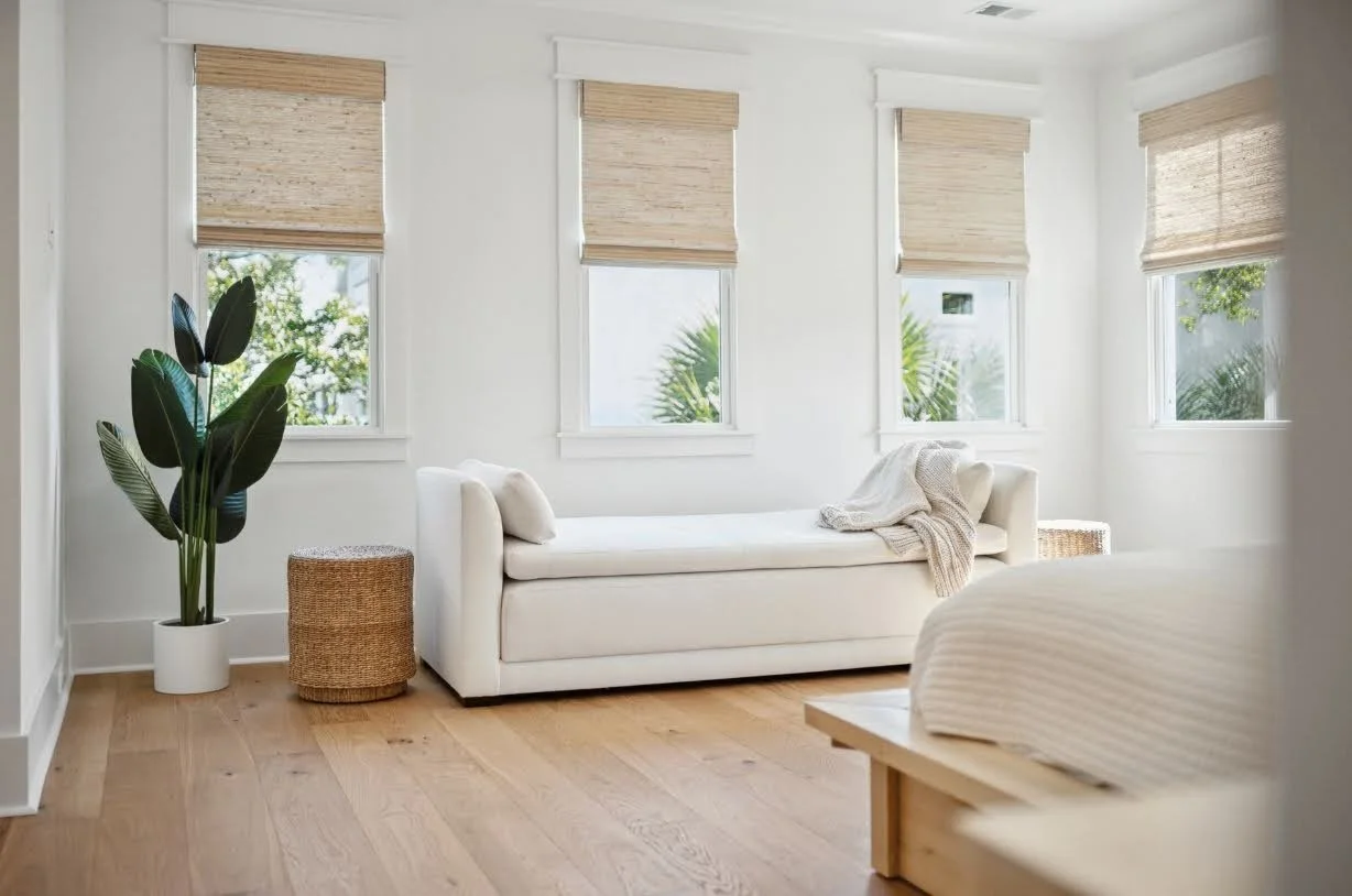 Owners suite sitting area with natural light in a Charleston SC custom home build