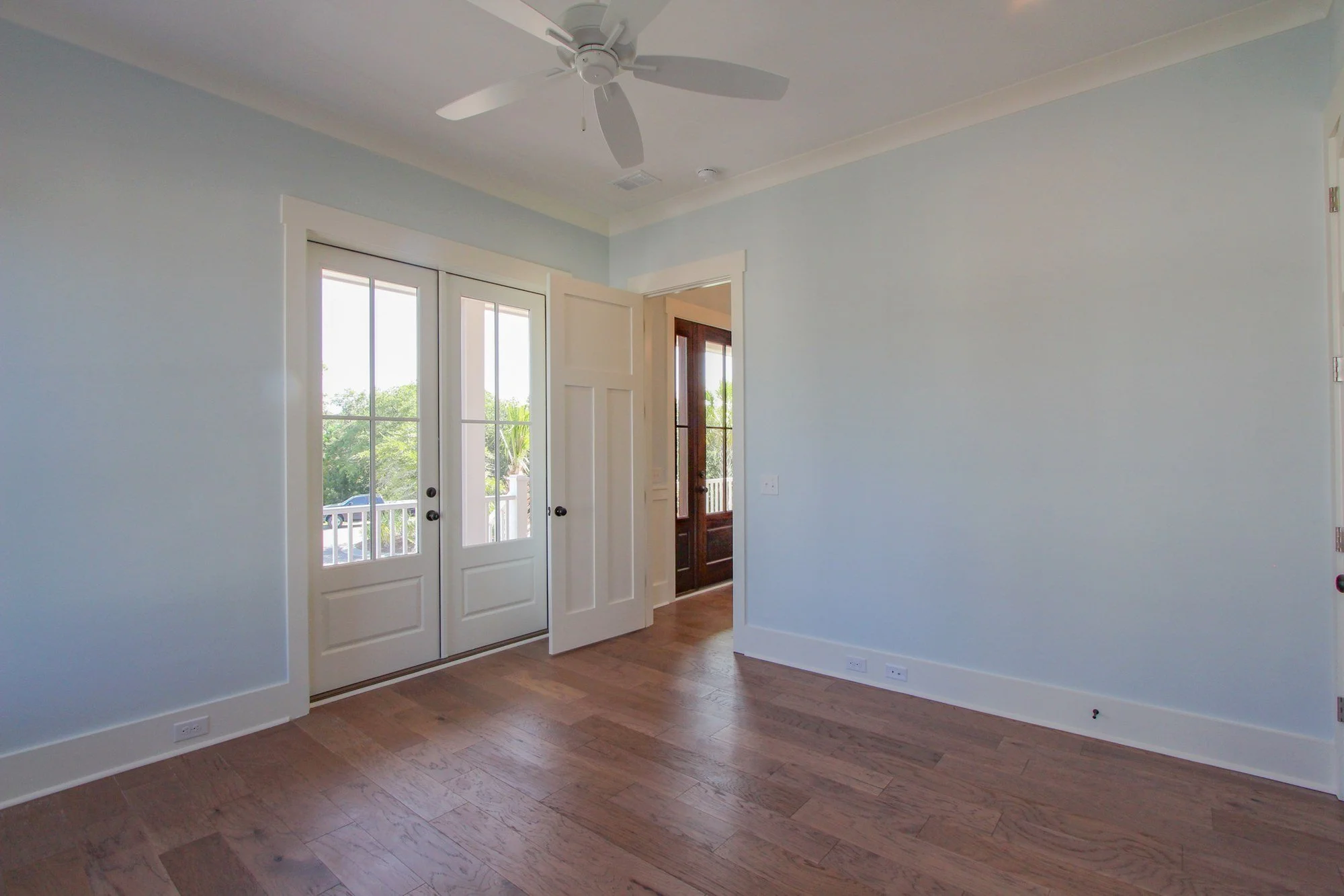 Home study with French doors in a Lowcountry custom home build in Charleston SC