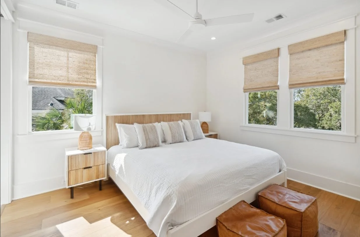 Guest bedroom with private ensuite bath in an Isle of Palms SC luxury custom home