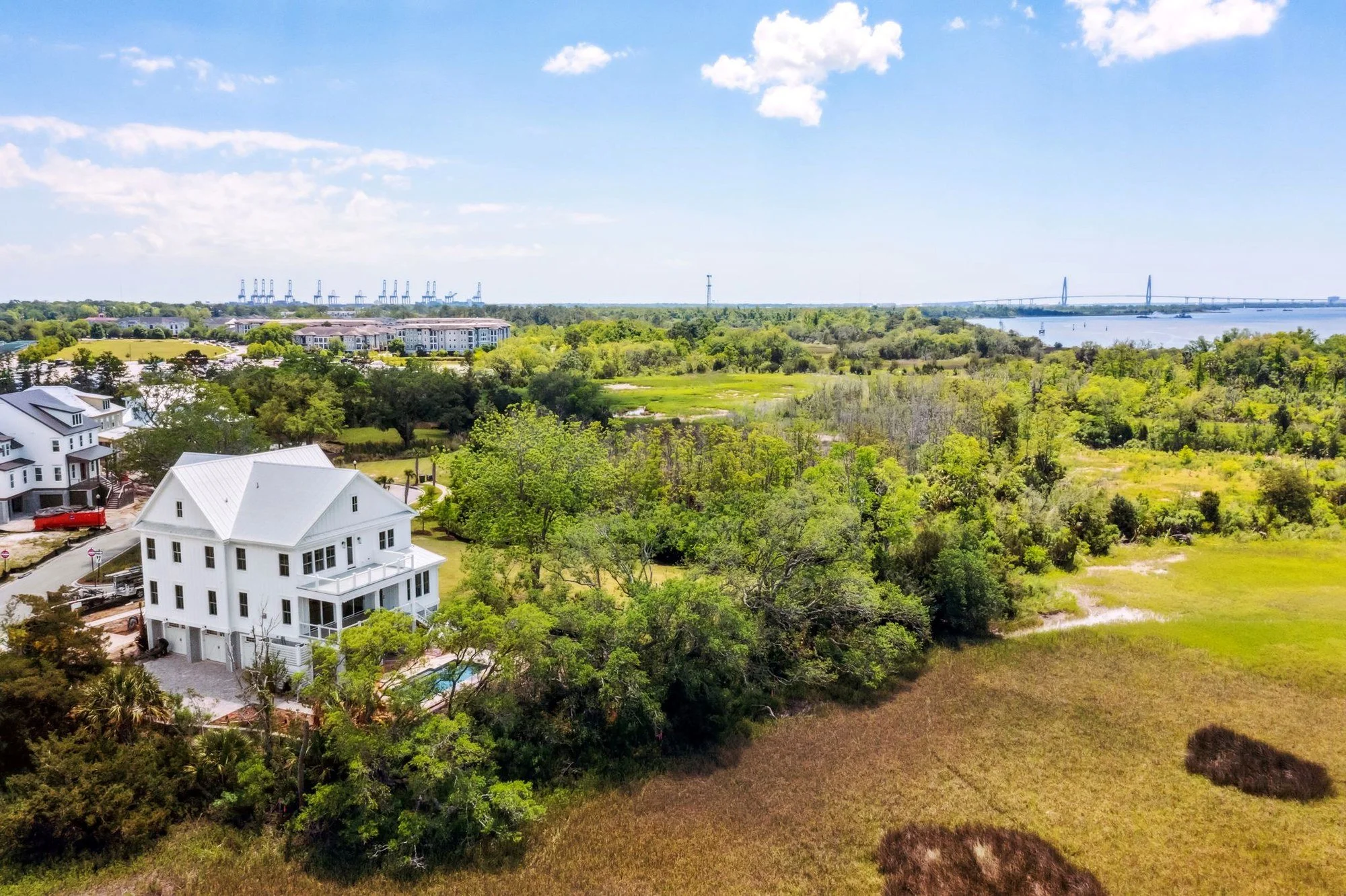 Waterfront marsh views surrounding luxury Daniel Island SC home build by Iconic Developments
