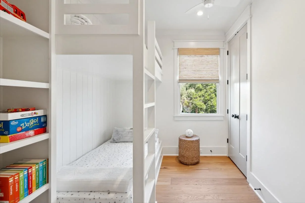 Custom built-in bunk room in an Isle of Palms SC beach home by Iconic Developments