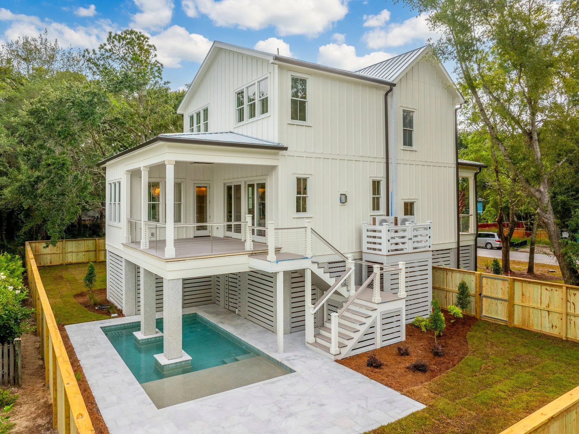 Rear elevation and custom pool at 18 Wills Way on Isle of Palms SC by Iconic Developments