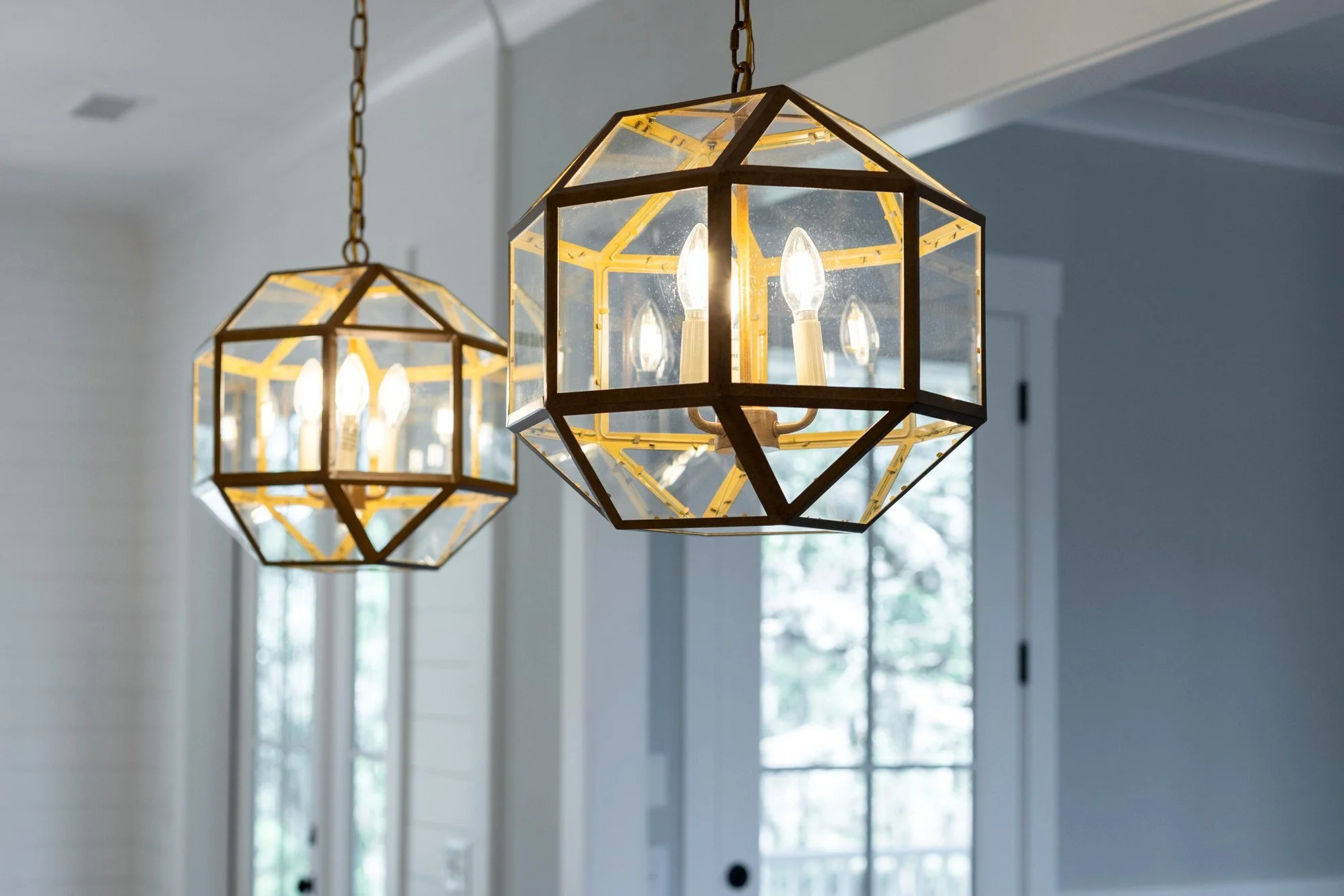Lantern pendant lighting detail in a custom Johns Island SC kitchen by Iconic Developments