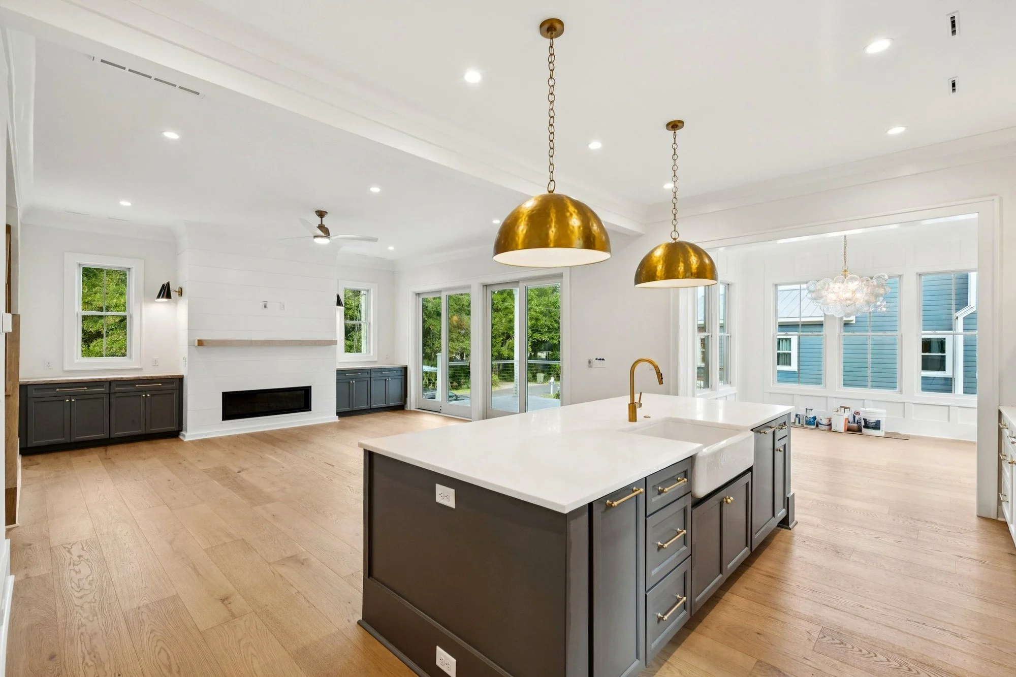 Great room open to the custom kitchen in an Isle of Palms SC home by Iconic Developments
