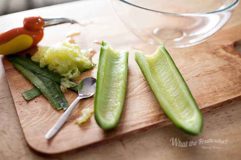 Scrape out the seeds, this helps remove excess water