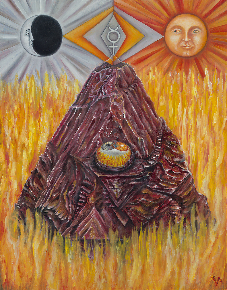 Roasting Cinnabar (Dragon's Blood) , oil and casein on panel, 2017 (11 x 14") $1,800