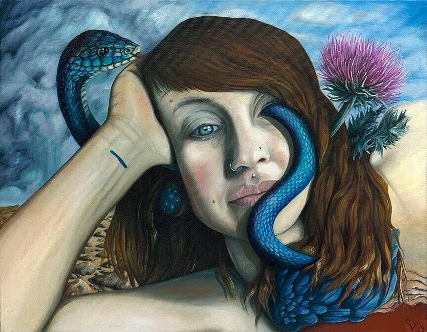 Milk of Maia (Self-portrait), oil on canvas, 2019 (14x11”) — $1500