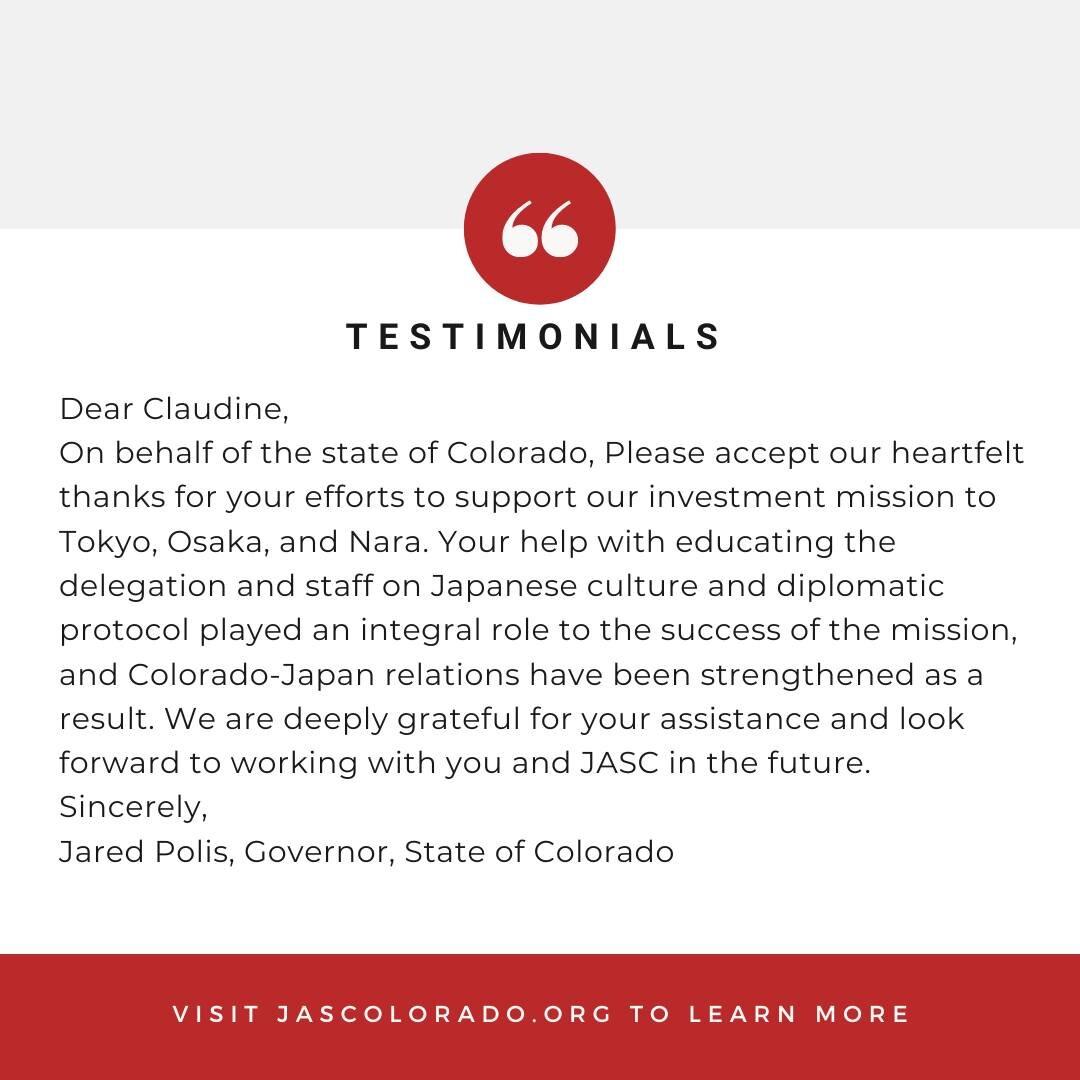 ⁣
🌟 Honored to receive heartfelt appreciation from Governor Jared Polis of Colorado! ⁣
⁣
Our efforts in supporting Colorado's 2023 investment mission to Tokyo, Osaka, and Nara have strengthened Colorado-Japan relations. 🤝🎌 ⁣
⁣
We're committed to f