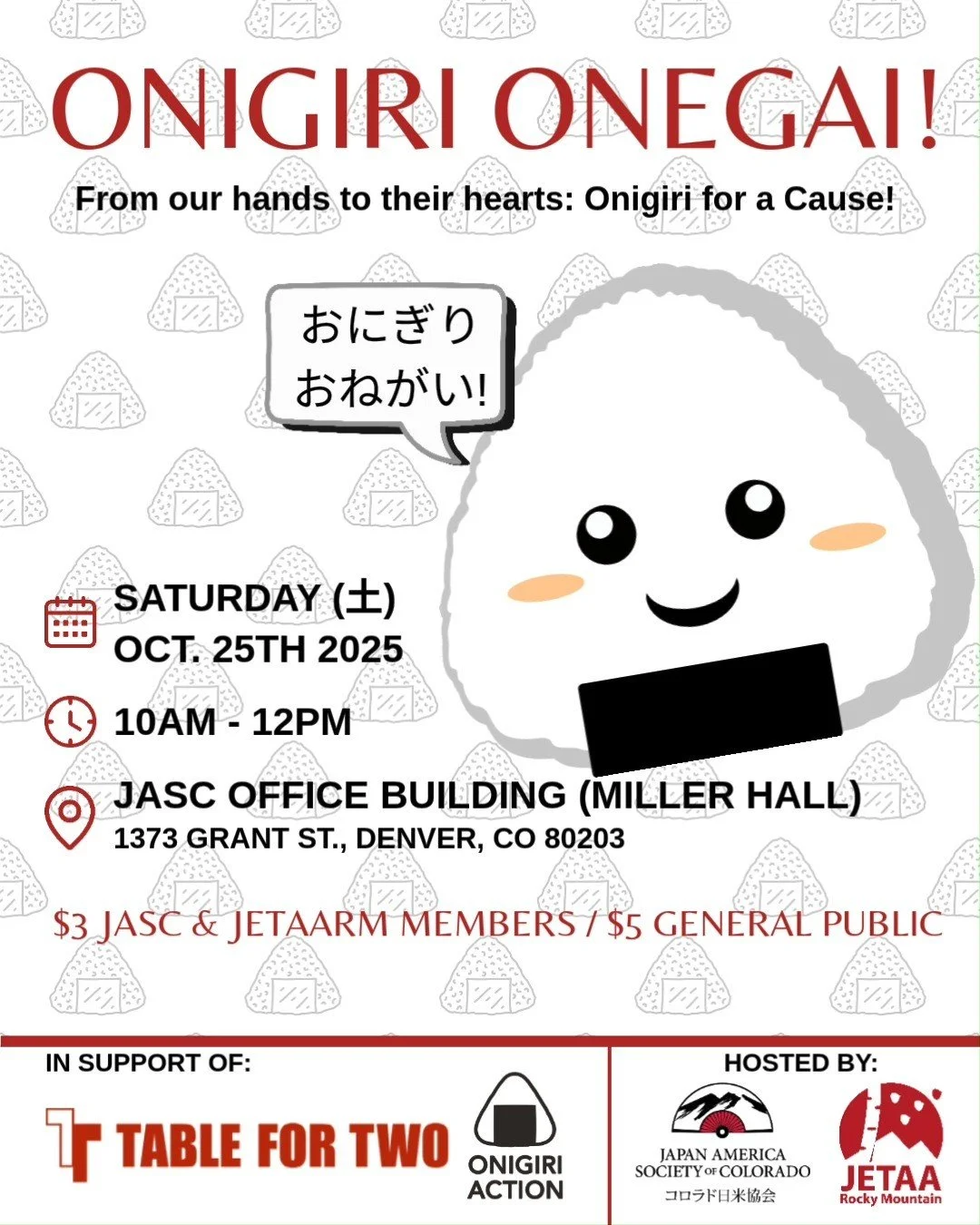 Join us for a fun-filled onigiri-making event for a cause! 🍙 Together, we will make the classic Japanese rice balls in support of Onigiri Action.
Onigiri Action is an incredible program by @tablefor2_official where when we post our onigiri on socia