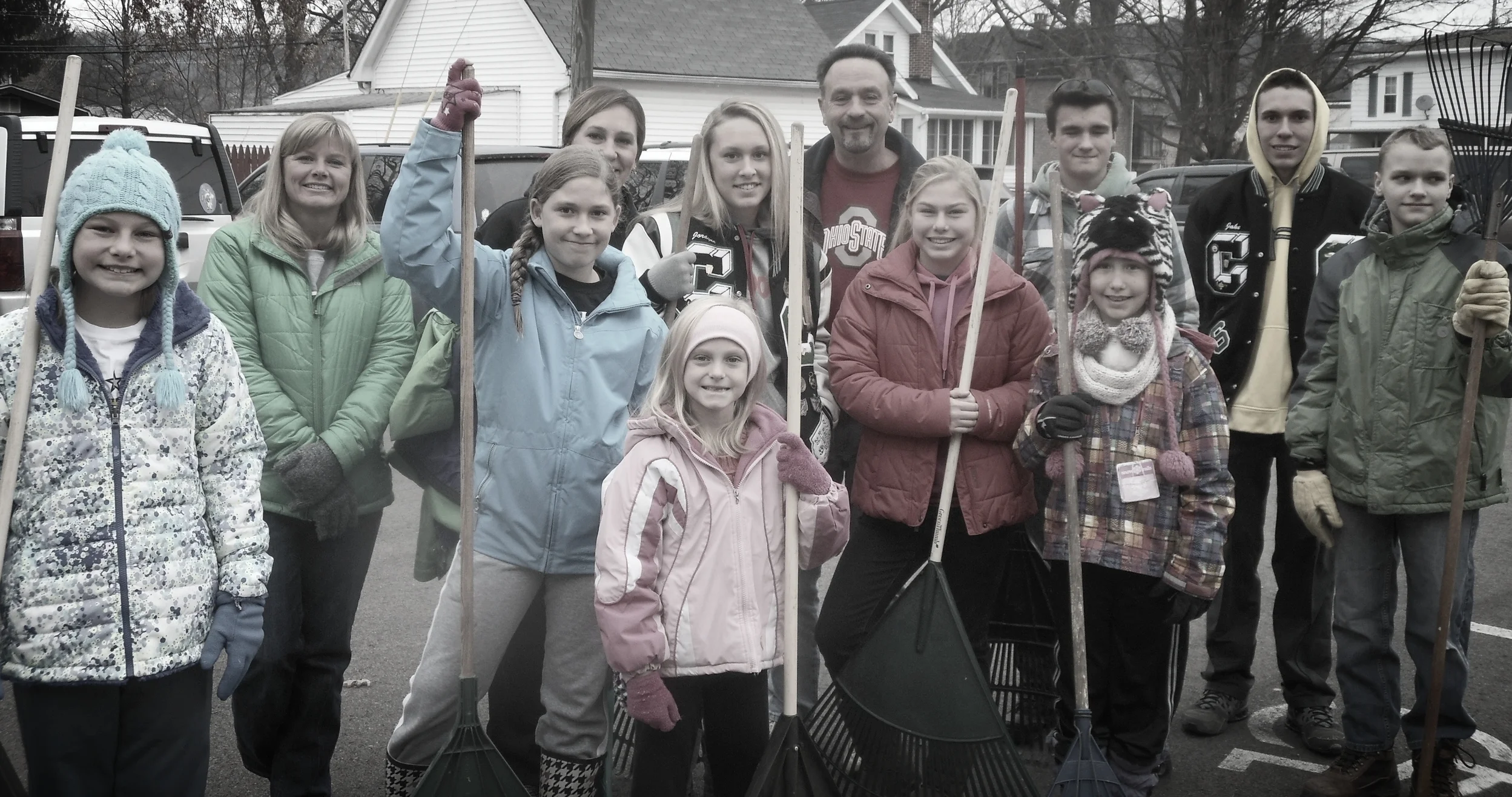Neighborhood leaf-raking by the youth of Saint Paul Lutheran Church