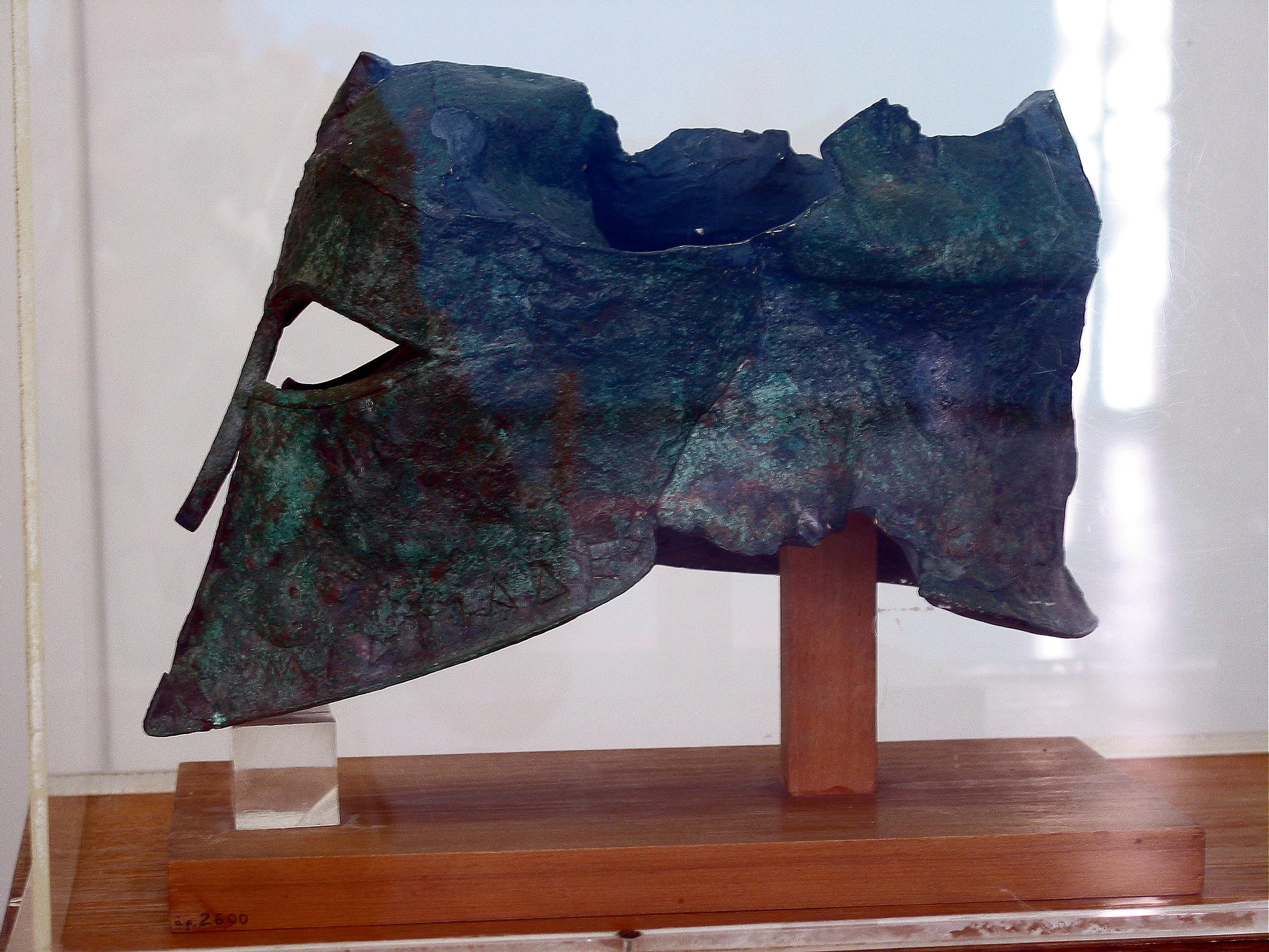 Helmet of Militates (Battle of Marathon), Olympia Museum, Greece